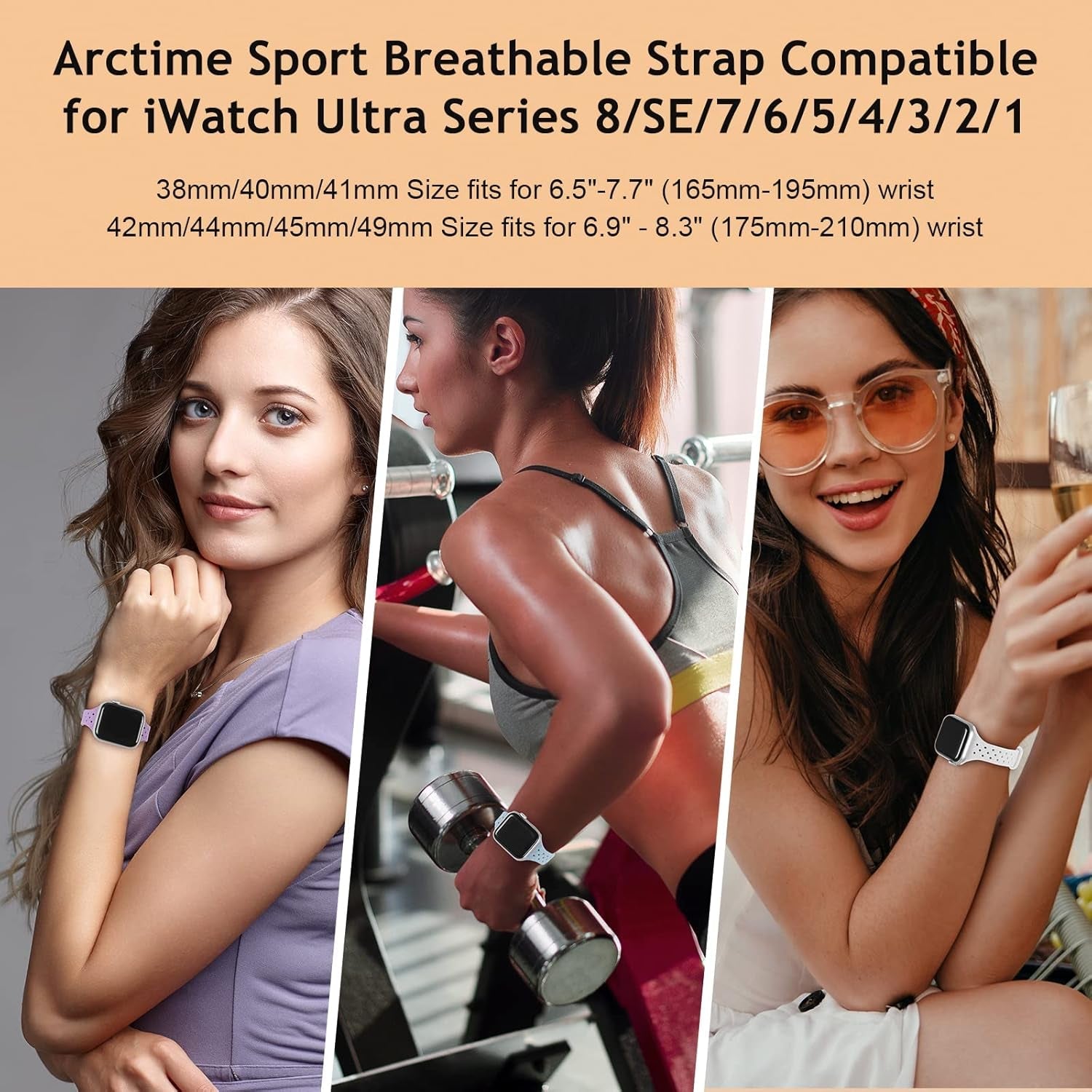 6 Pack Slim Thin Silicone Bands Compatible with Apple Watch Band 38Mm 40Mm 41Mm 42Mm 44Mm 45Mm 49Mm, Soft Breathable Sport Wristbands Replacement Strap for Iwatch Ultra Series 8 SE 7 6 5 4 3 2 1