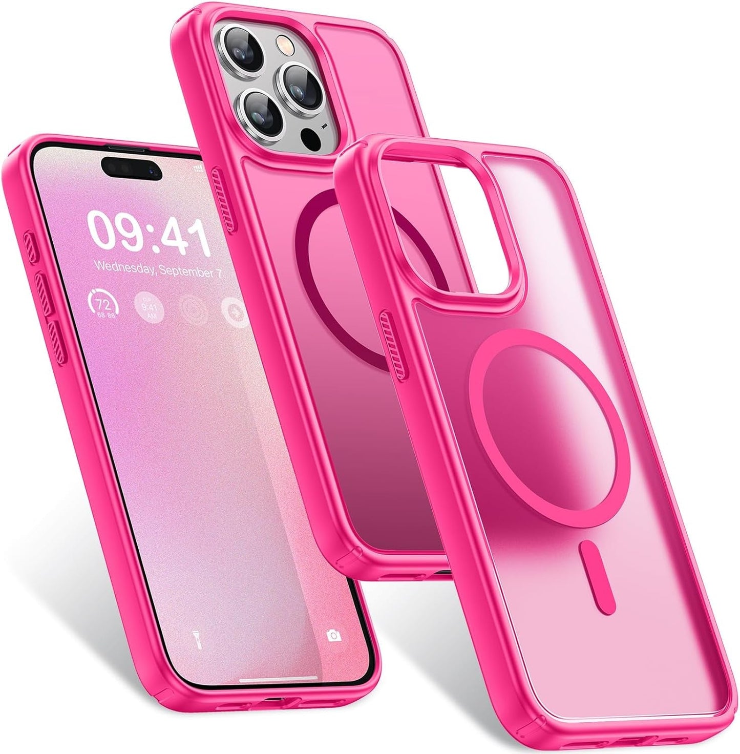 Humixx Magnetic for Iphone 15 Pro Case Clear [Compatible with Magsafe] [No.1 Strong N52 Magnets] [Mil-Grade Shockproof] Dustproof & Non-Yellowing Soft Slim Case for Iphone 15 Pro,Blue  Humixx C - Pink Titanium Iphone 15 Pro 