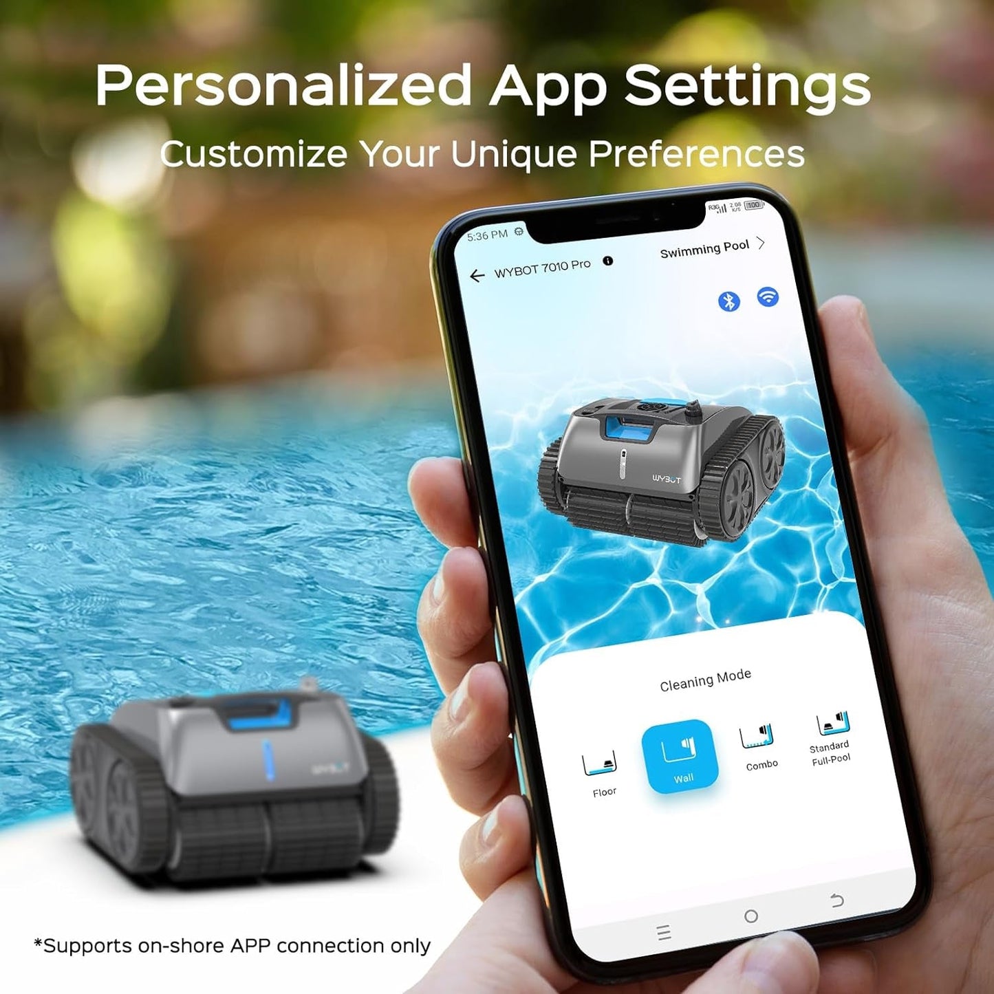 (2024 New) WYBOT C1 Pro Robotic Pool Cleaner Vacuum with APP, Manual Mode Switching & Wall Climbing, 65W Suction Power, 150 Mins, 1614 Sq.Ft, Intelligent Route Planning, Ideal for Inground Pools