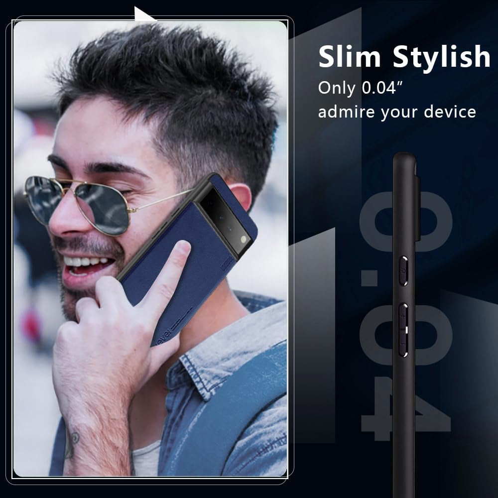 X-Level Google Pixel 8 Pro Case Drop Protective Thin Dual Layer Shockproof Bumper Phone Cases Full Body Rugged Hard PC Back Anti-Scratch Microfiber Surface with Grip with Soft Edge Slim Cover-Blue  pipilu   