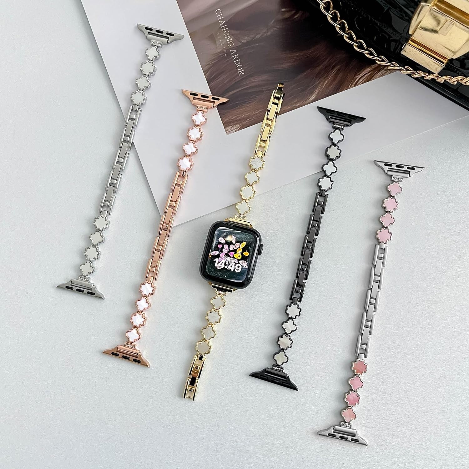 Bling Crystal Metal Band Compatible with Apple Watch Bands 38Mm 40Mm 41Mm 42Mm 44Mm 45Mm 49Mm, Women Jewelry Strap Dressy Shell Bracelet for Iwatch Series 9 8 7 6 5 4 3 2 1 SE Ultra