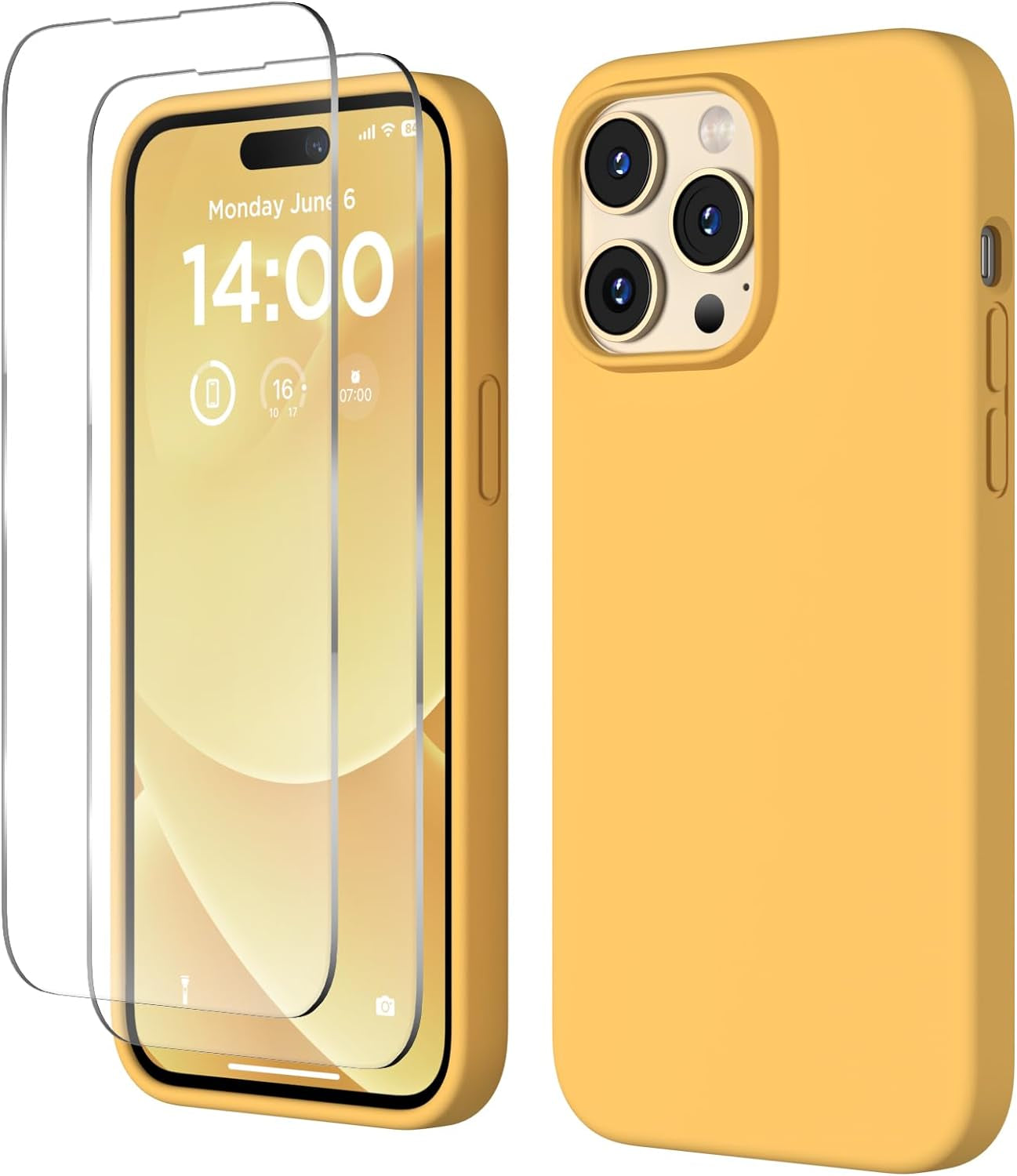 COFFKER Designed for Iphone 14 Pro Max Case, Liquid Silicone Case [2X Screen Protectors], Shockproof Slim Thin Protective Phone Case with Soft Anti-Scratch Microfiber Lining, 6.7 Inch, Calke Green  COFFKER   