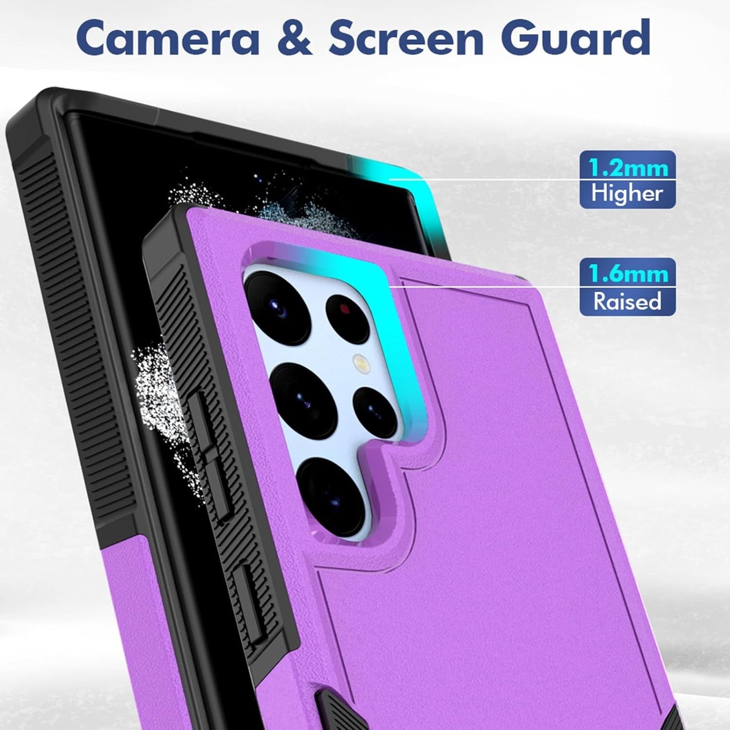For Samsung Galaxy S22 Ultra Case: Dual Layer Protective Heavy Duty Cell Phone Cover Shockproof Rugged with Screen Protector - Military Protection Bumper Tough - Samsung Galaxy S22 Ultra 5G, Purple