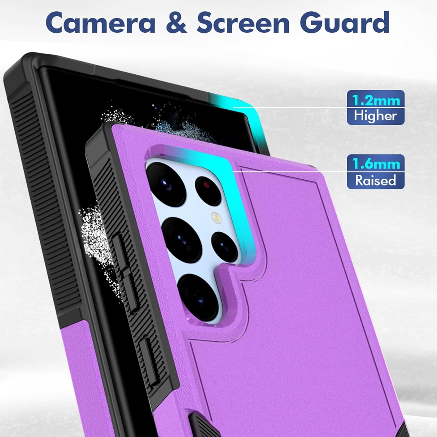 For Samsung Galaxy S22 Ultra Case: Dual Layer Protective Heavy Duty Cell Phone Cover Shockproof Rugged with Screen Protector - Military Protection Bumper Tough - Samsung Galaxy S22 Ultra 5G, Purple
