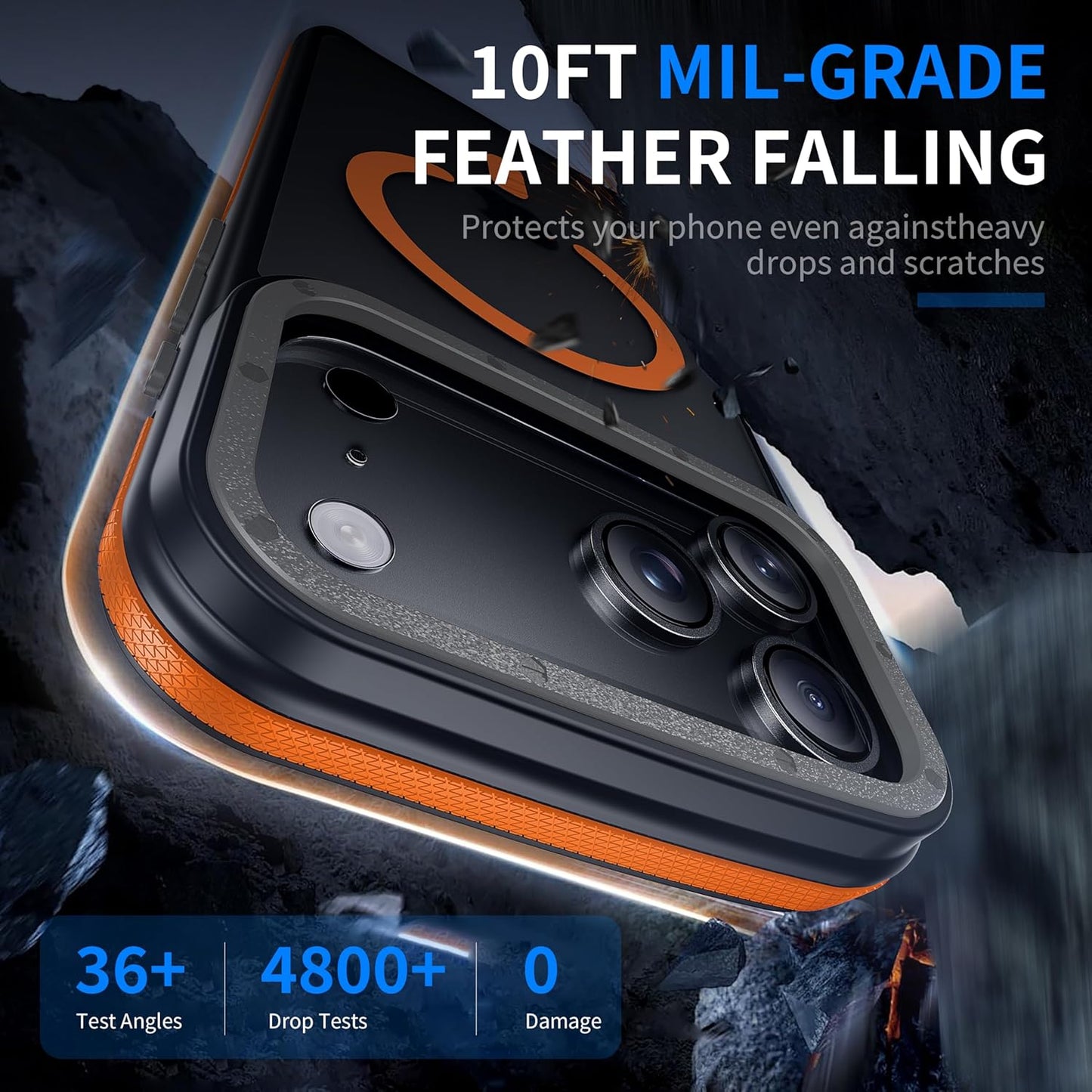 For Iphone 17 Pro Max Case with Camera Lens Protector[10Ft Military-Grade Protection] Compatible with Fit Magsafe Shockproof Slim Thin Cover Case for Iphone 17 Pro Max 6.9 Inch, Orange Bumper