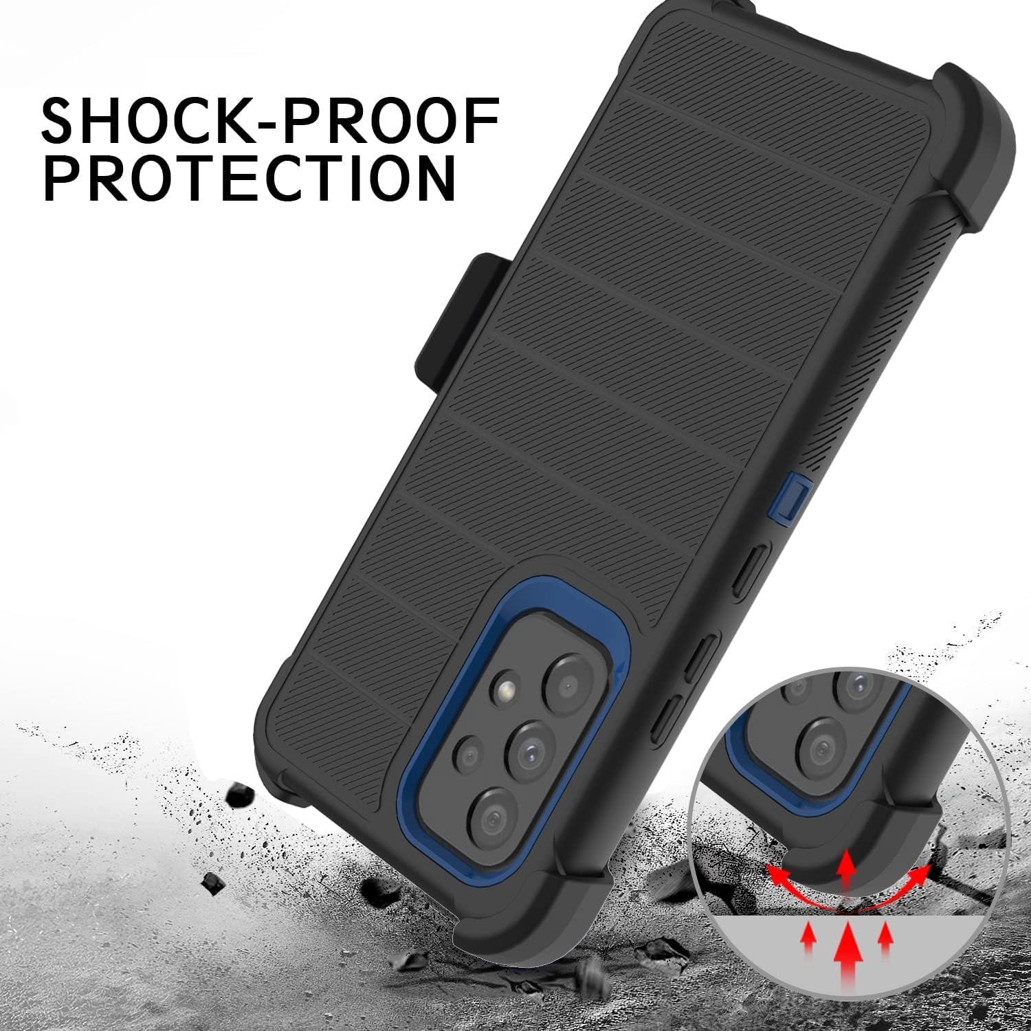 For Samsung Galaxy A53 5G Phone Case with Glass Screen Protector, [Holster Series] Belt Clip Protective Hard Tough Full Heavy Duty Rugged Military Shockproof Armor Cell Phone Cover (Black)