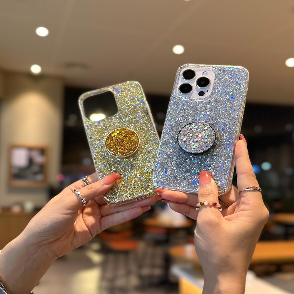 Case for Samsung Galaxy A53 5G Case Glitter Bling for Women Girls Sparkle Cover with Ring Holder Expanding Kickstand Cute Protective Phone Cases (Gold)