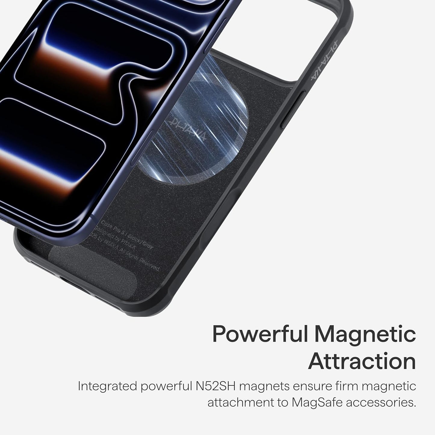 Pitaka for Iphone 17 Pro Max Case 6.9", Military Grade Protective Case, Compatible with Magsafe, 600D Aramid Fiber Woven & TPU Combined, Proguard - Black/Grey(Twill)