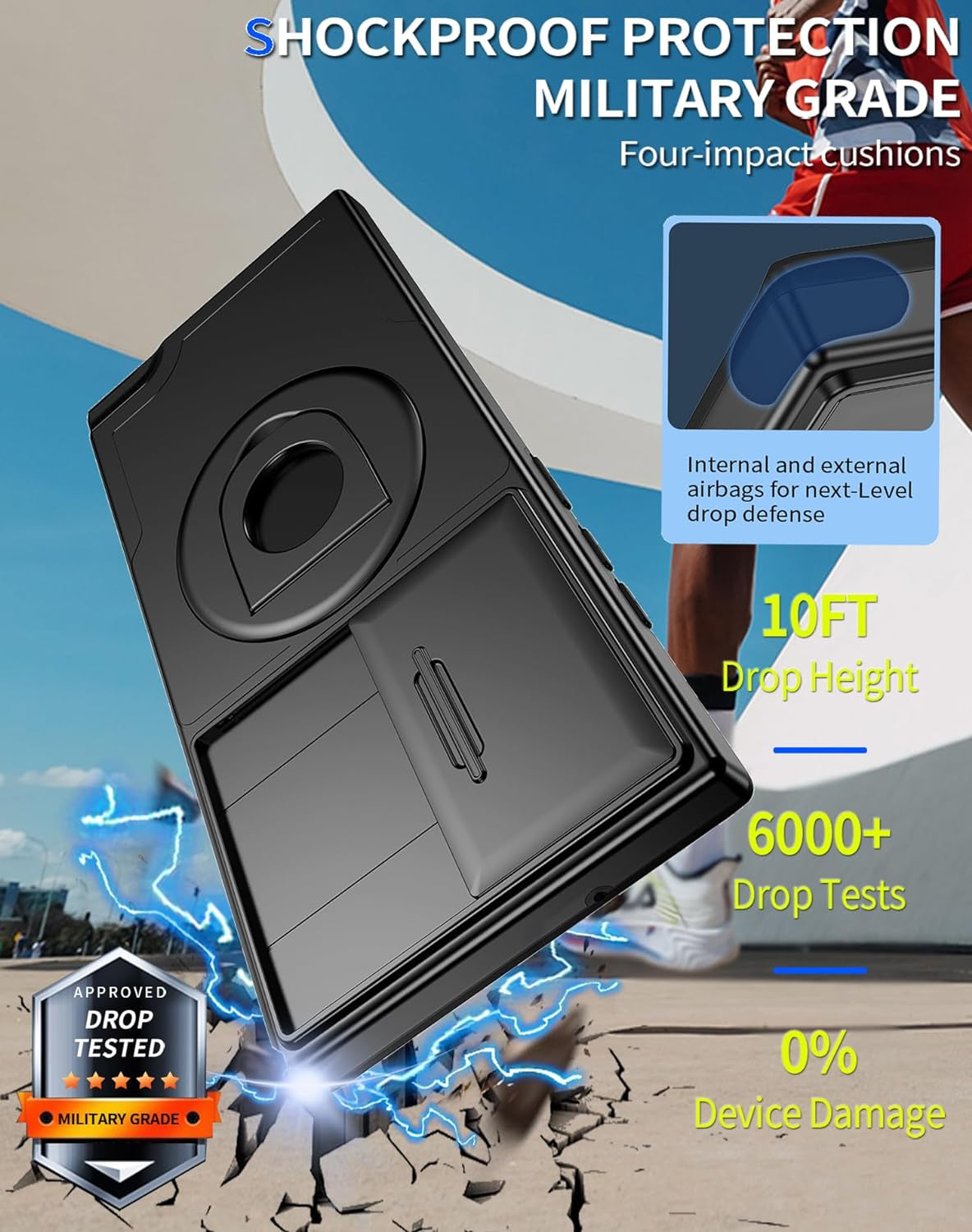 For Samsung Galaxy S22 Ultra Case & Samsung Galaxy S23 Ultra Case Compatible with Magsafe Galaxy S23Ultra Case with Screen Protector,Built-In Kickstand&Camera Cover Protection Shockproof Black