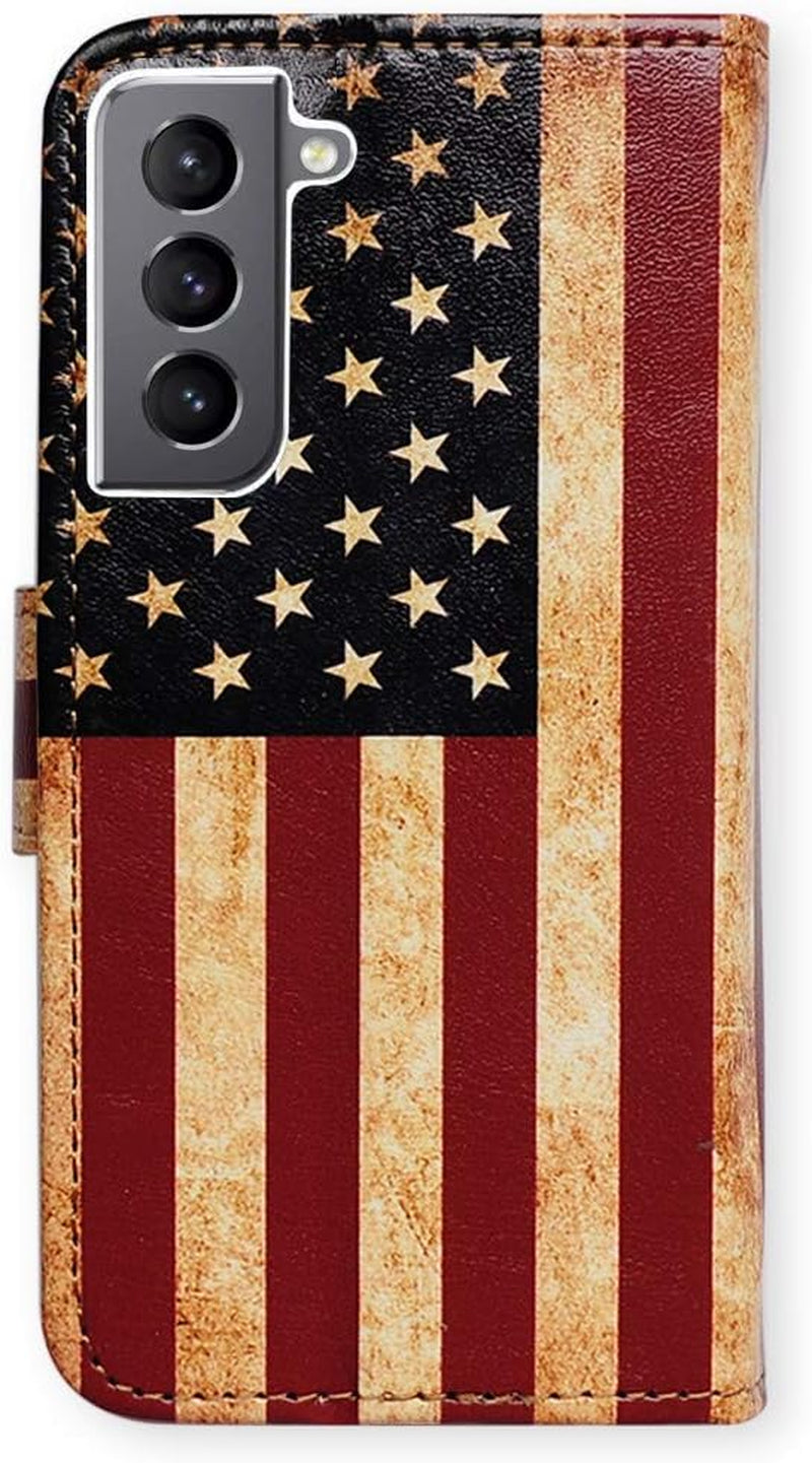 Bcov Galaxy S22 plus Case, Retro American Flag Leather Flip Phone Case Wallet Cover with Card Slot Holder Kickstand for Samsung Galaxy S22 plus 5G / S22+