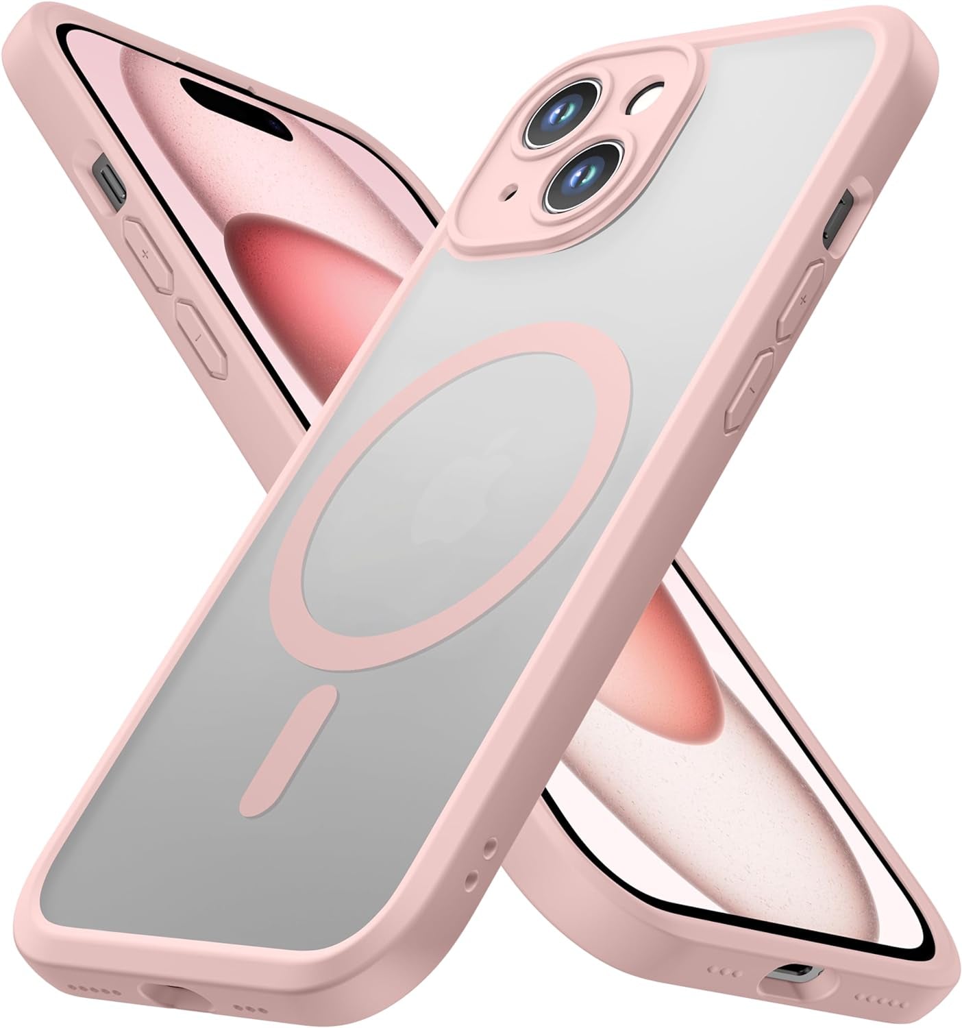 Impactstrong Magnetic Guard Designed for Iphone 15 Case [Camera Protection] [Military Grade Drop Tested] [Compatible with Magsafe] Slim Translucent Matte Phone Case (6.1") - Gray  ImpactStrong Pink Iphone 15 