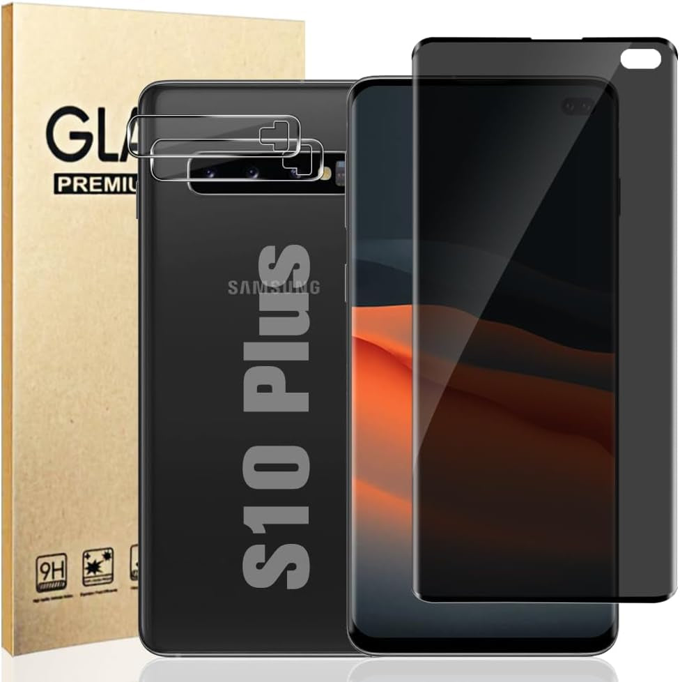 2+2 Pack Galaxy S22 Ultra 5G Privacy Screen Protector and Camera Lens Protection,Anti-Spy Tempered Glass, 3D Full Coverage, Fingerprint Unlock, Free of Bubbles for Samsung Galaxy S22 Ultra 6.8 Inch