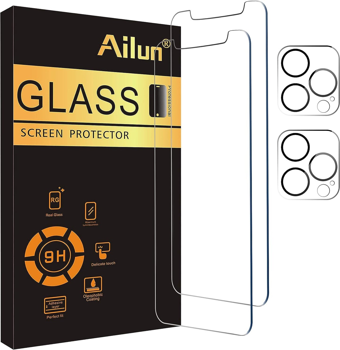 Ailun 3 Pack Screen Protector for Iphone 15 Pro Max [6.7 Inch] + 3 Pack Camera Lens Protector with Installation Frame,Sensor Protection,Dynamic Island Compatible,Case Friendly Tempered Glass Film  Ailun   