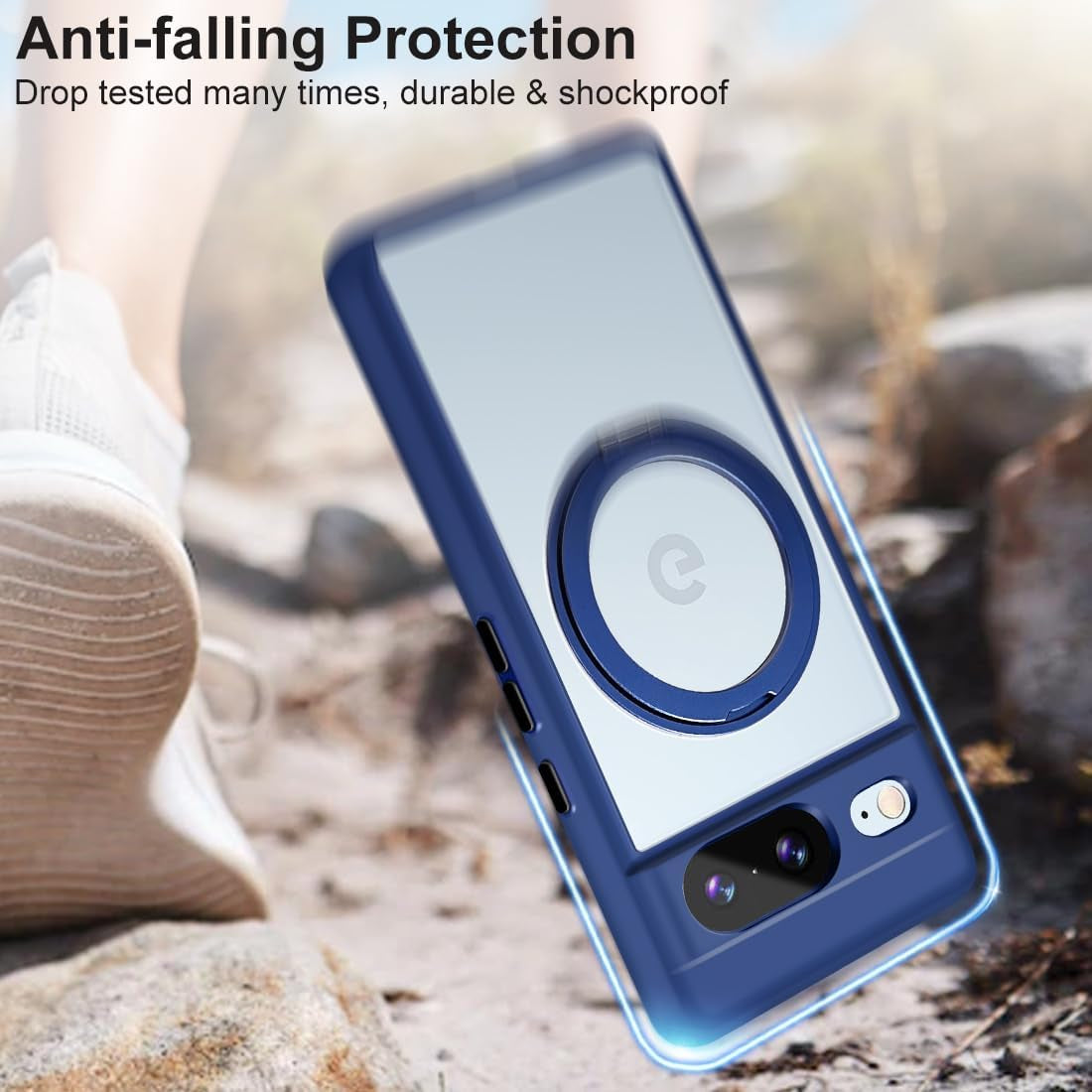 For Google Pixel 8 Case Compatible with Magsafe [Built-In Invisible Kickstand] TPU Shockproof Sturdy Thin Matte Translucent Cover Protective Phone Case for Pixel 8 5G (Blue)  Shenzhenshi Nuofeifan Electronic Commerce Co., Ltd   