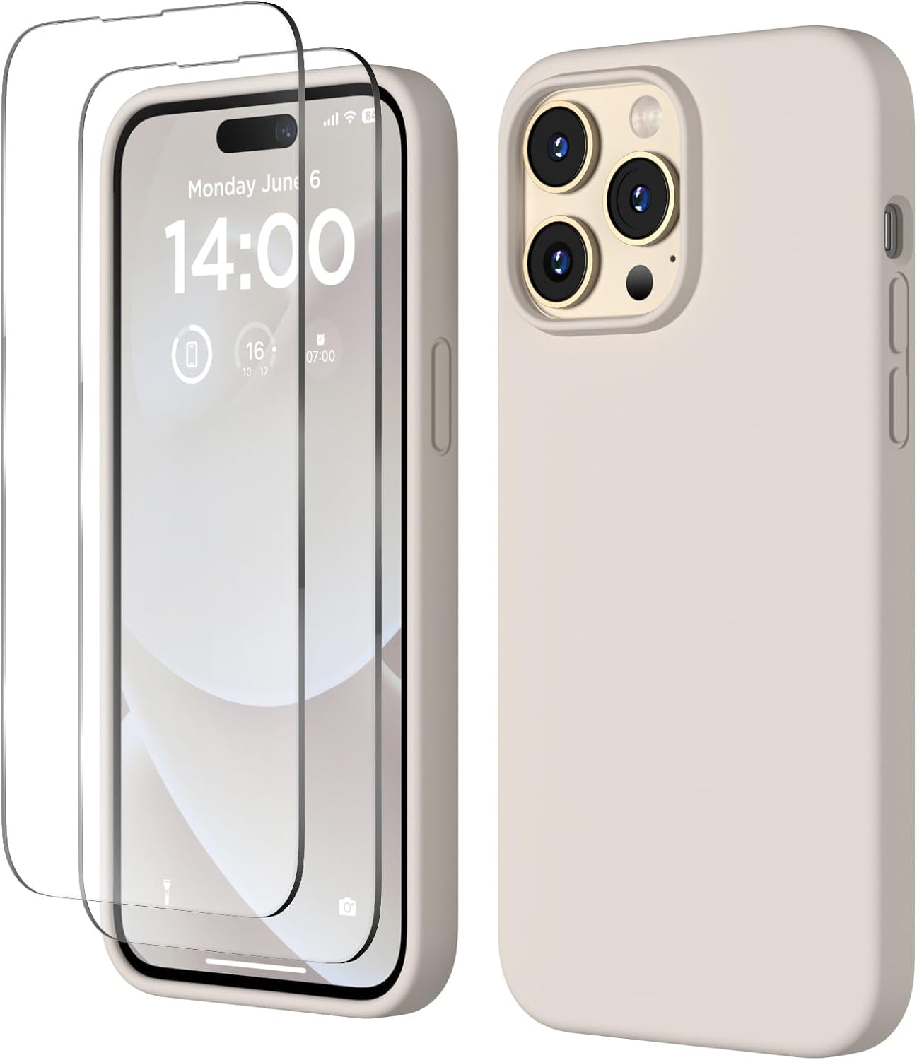 COFFKER Designed for Iphone 14 Pro Max Case, Liquid Silicone Case [2X Screen Protectors], Shockproof Slim Thin Protective Phone Case with Soft Anti-Scratch Microfiber Lining, 6.7 Inch, Calke Green  COFFKER   