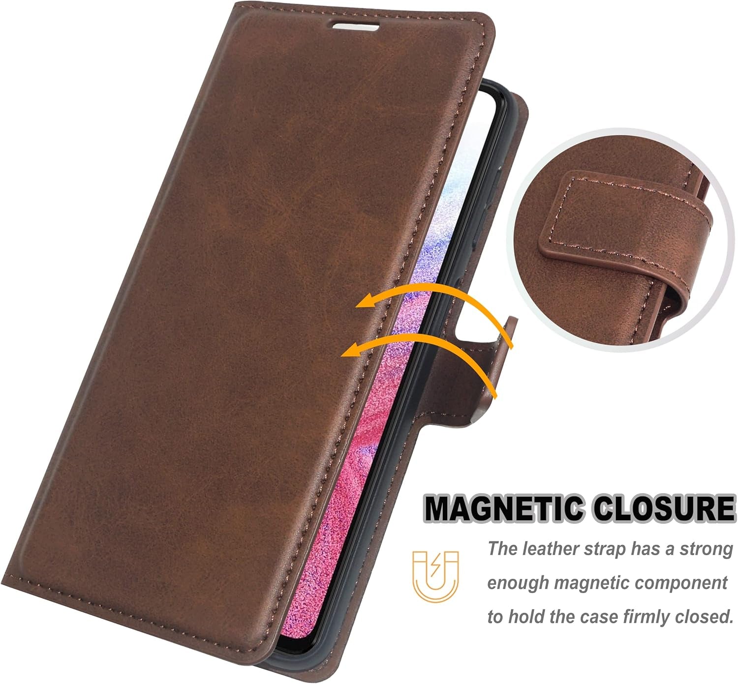 Case for Galaxy A53 5G, Samsung Galaxy A53 5G Leather Wallet Case Magnetic Folio Cover Kickstand Credit Card Holder Shockproof Phone Case for Men Compatible with Galaxy A53 5G (2022) Brown