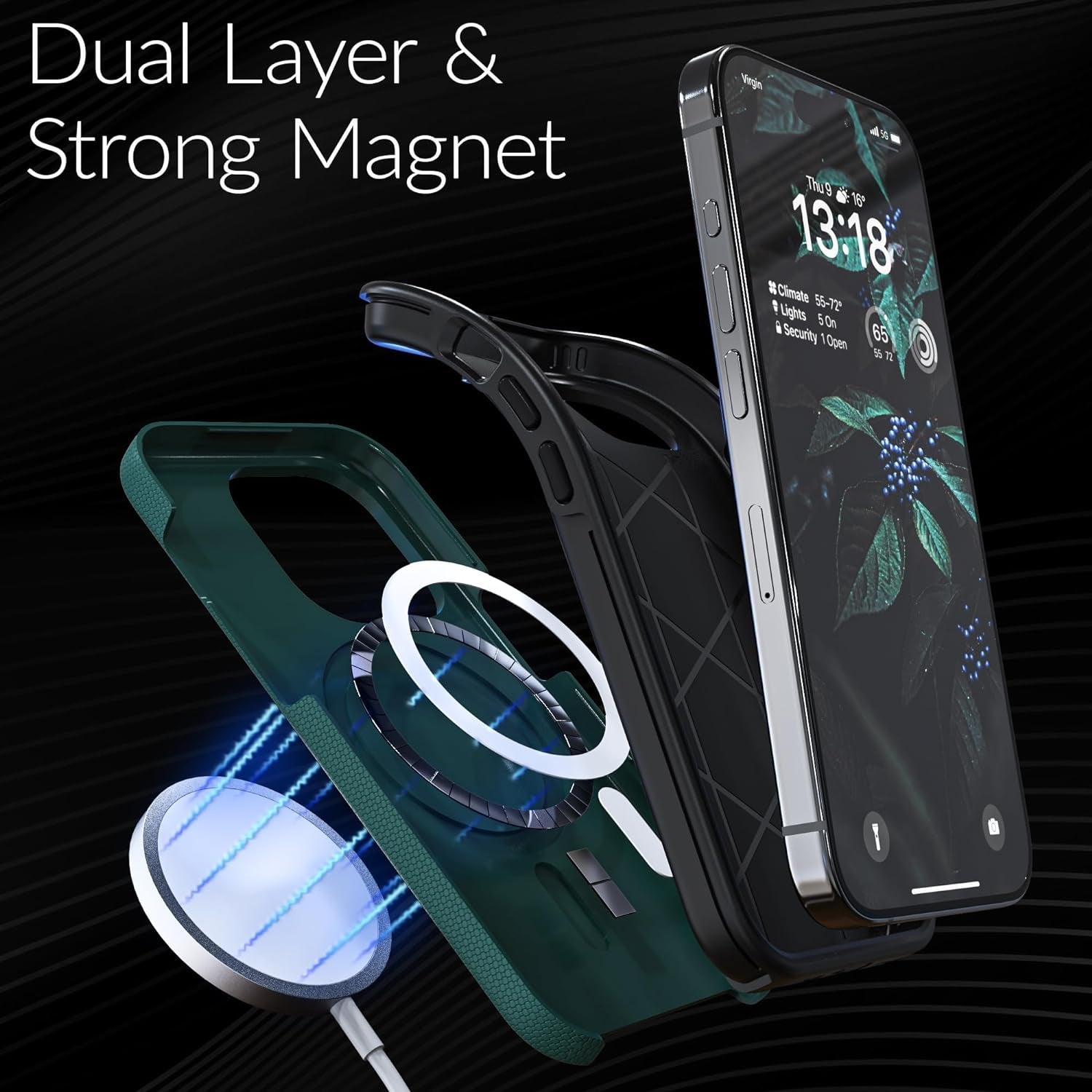 Crave Dual Guard for Iphone 15 Pro Case, Compatible with Magsafe Shockproof Protection Dual Layer Case for Apple Iphone 15 Pro (6.1") - Forest Green  Crave   