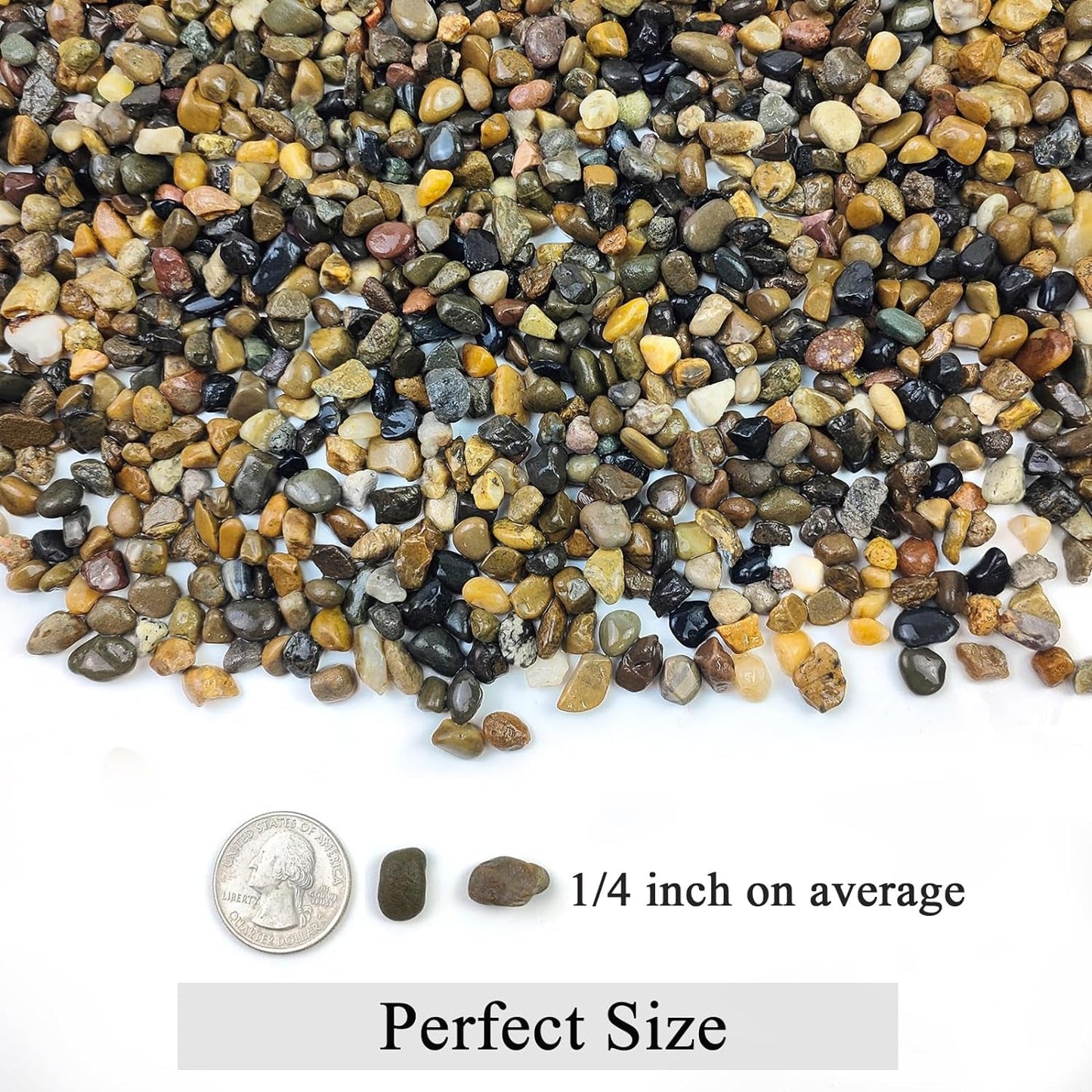 20Lbs Natural Fish Tank Gravel,1/4 Inch Pea Gravel. Mixed Color River Rocks for Aquarium, Succulent, Vase, Cactus Bonsai, Plant Soil Cover and Outdoor Landscaping Rocks