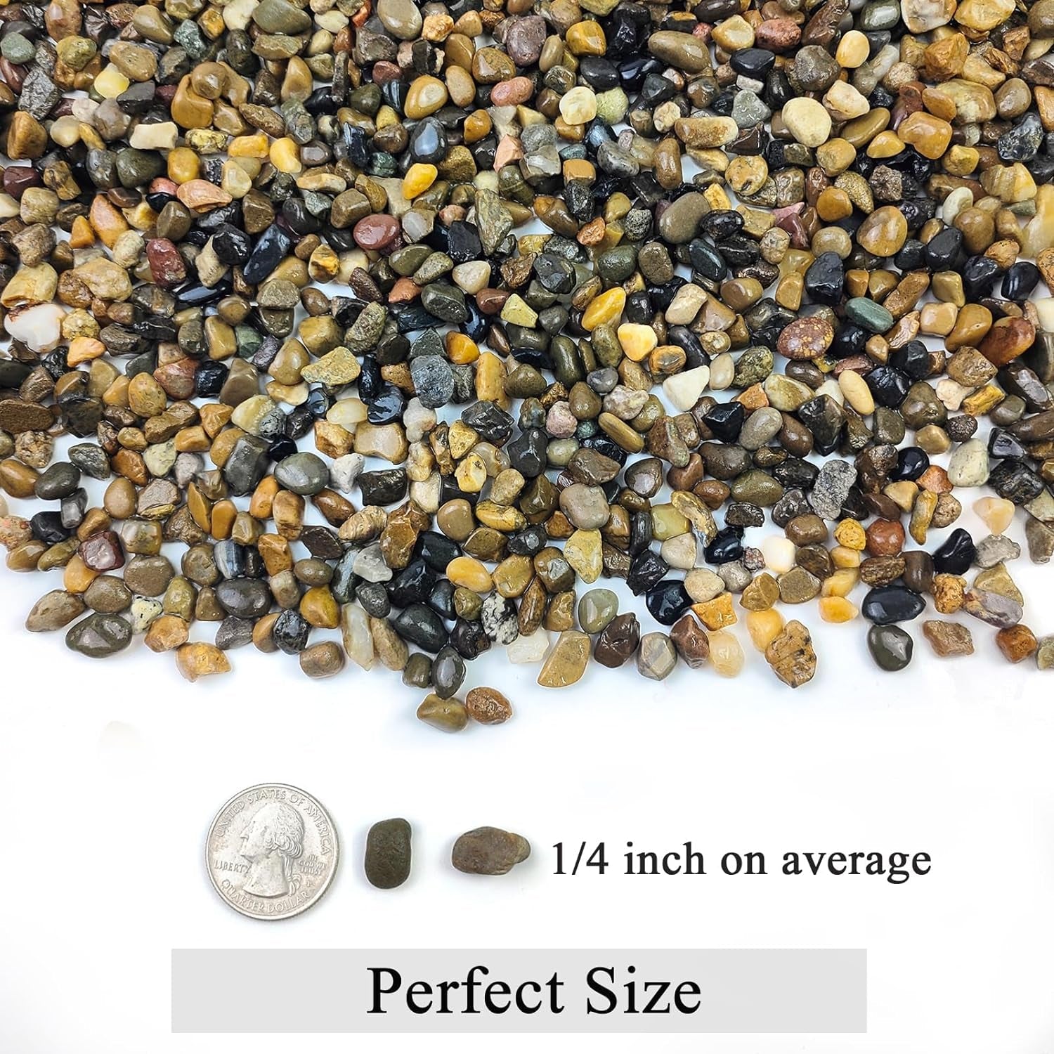 20Lbs Natural Fish Tank Gravel,1/4 Inch Pea Gravel. Mixed Color River Rocks for Aquarium, Succulent, Vase, Cactus Bonsai, Plant Soil Cover and Outdoor Landscaping Rocks