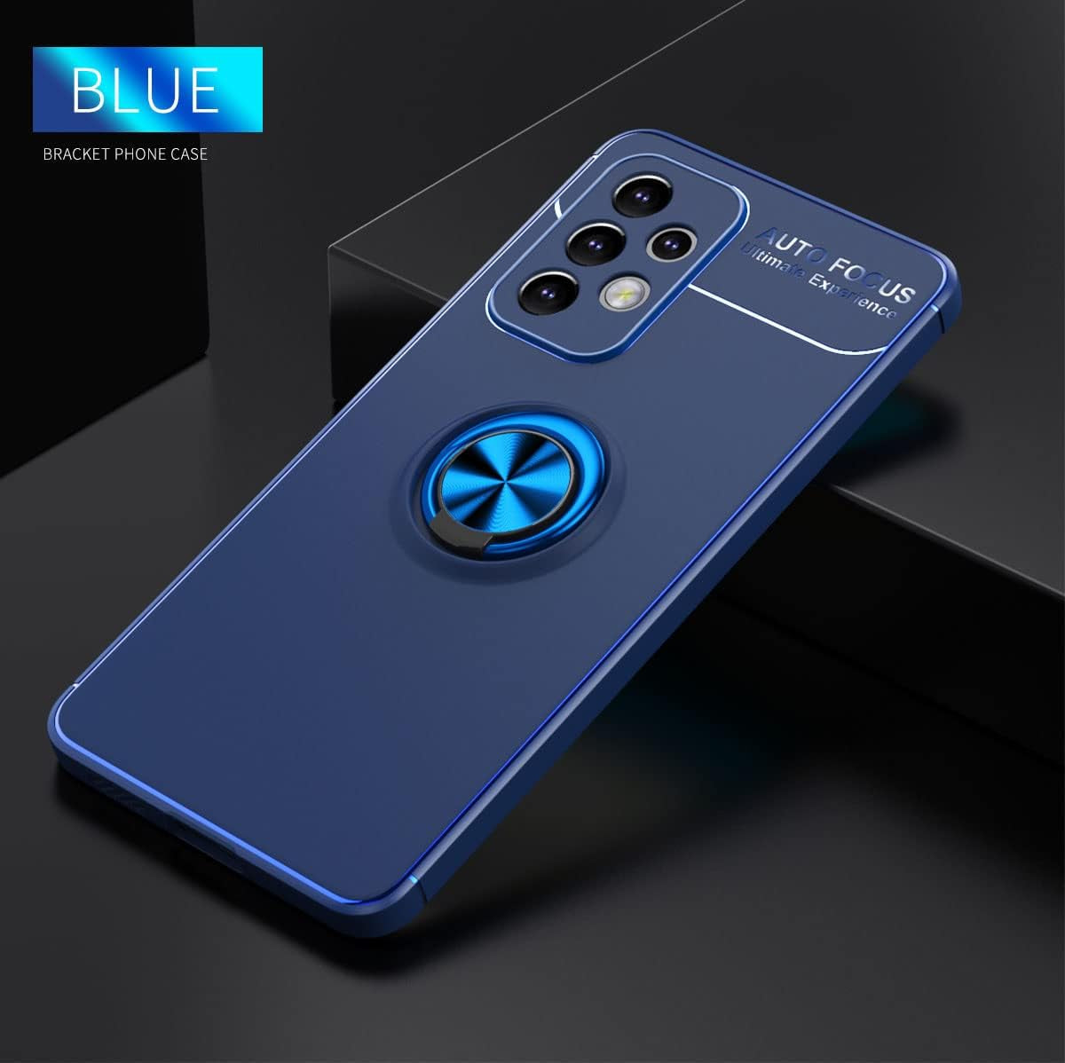 Asuwish Phone Case for Samsung Galaxy A53 5G 2022 with Tempered Glass Screen Protector Cover and Ring Holder Stand Slim Protective Cell Accessories Gaxaly A53 G5 Galaxies 53A SM A536U Women Men Blue