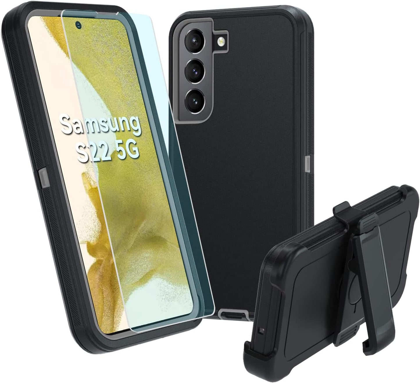 For Galaxy S22 5G Case,Samsung S22 Heavy Duty Case,[Military Grade Protective ],[Shockproof] [Dropproof] [Dust-Proof], Compatible with Samsung Galaxy S22 5G (Gray/Skyblue)