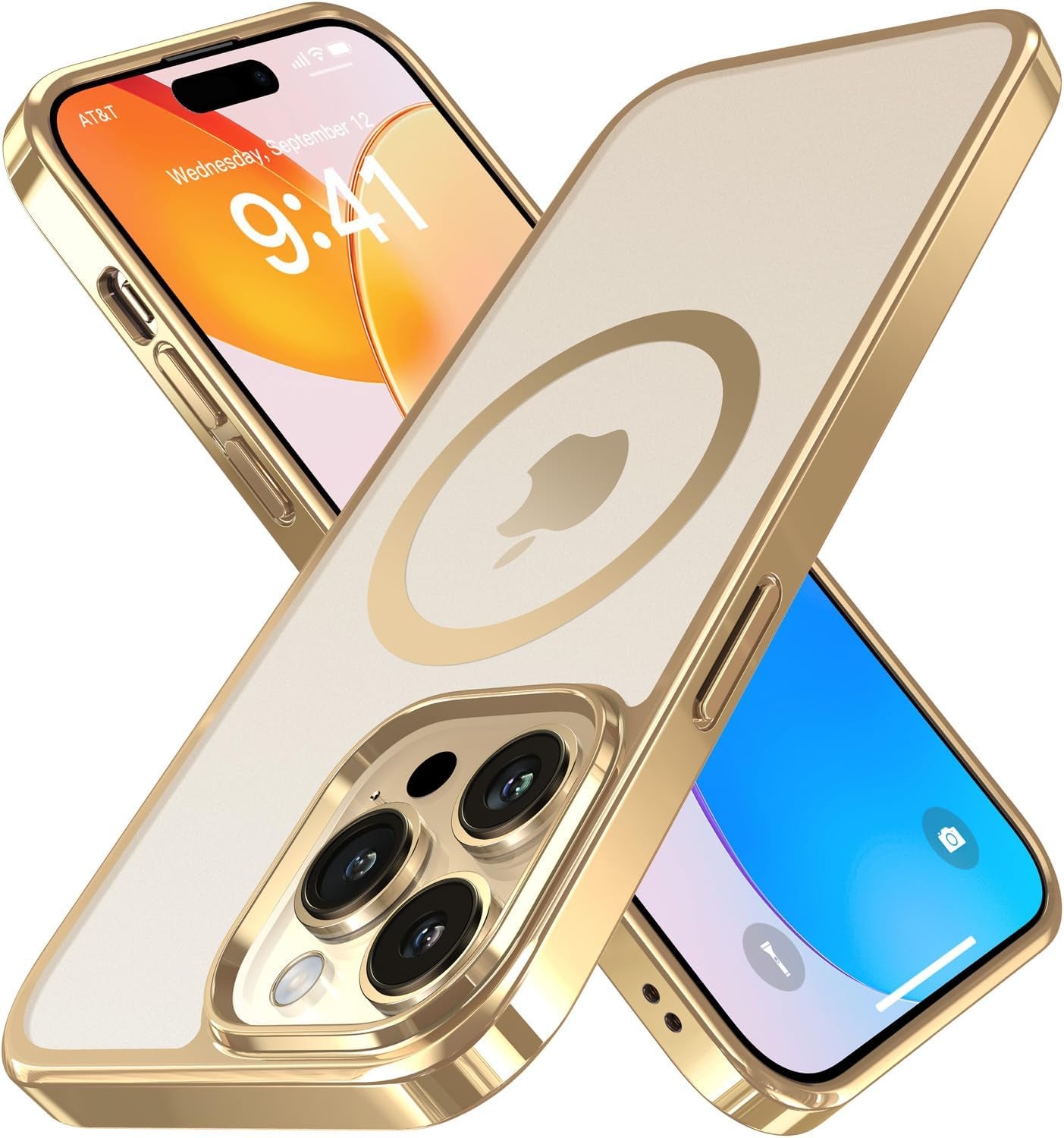 Alphex Polished Titanium for Magsafe Iphone 14 Pro Case, [12FT Military Grade Shockproof] Official Color Match for Iphone, Matte Back, Shockproof Bumper, Magnetic Phone Cover 6.1 Inch, Silver  Alphex A-Gold Iphone 14 Pro Max 6.7'' 