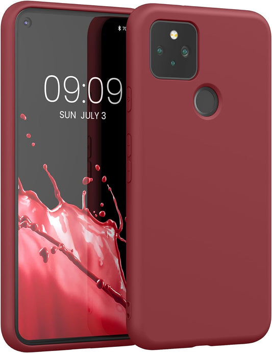 Kwmobile Case Compatible with Google Pixel 5 Case - Slim Protective TPU Silicone Phone Cover - Dark Rose  KW-Commerce Dark Rose  