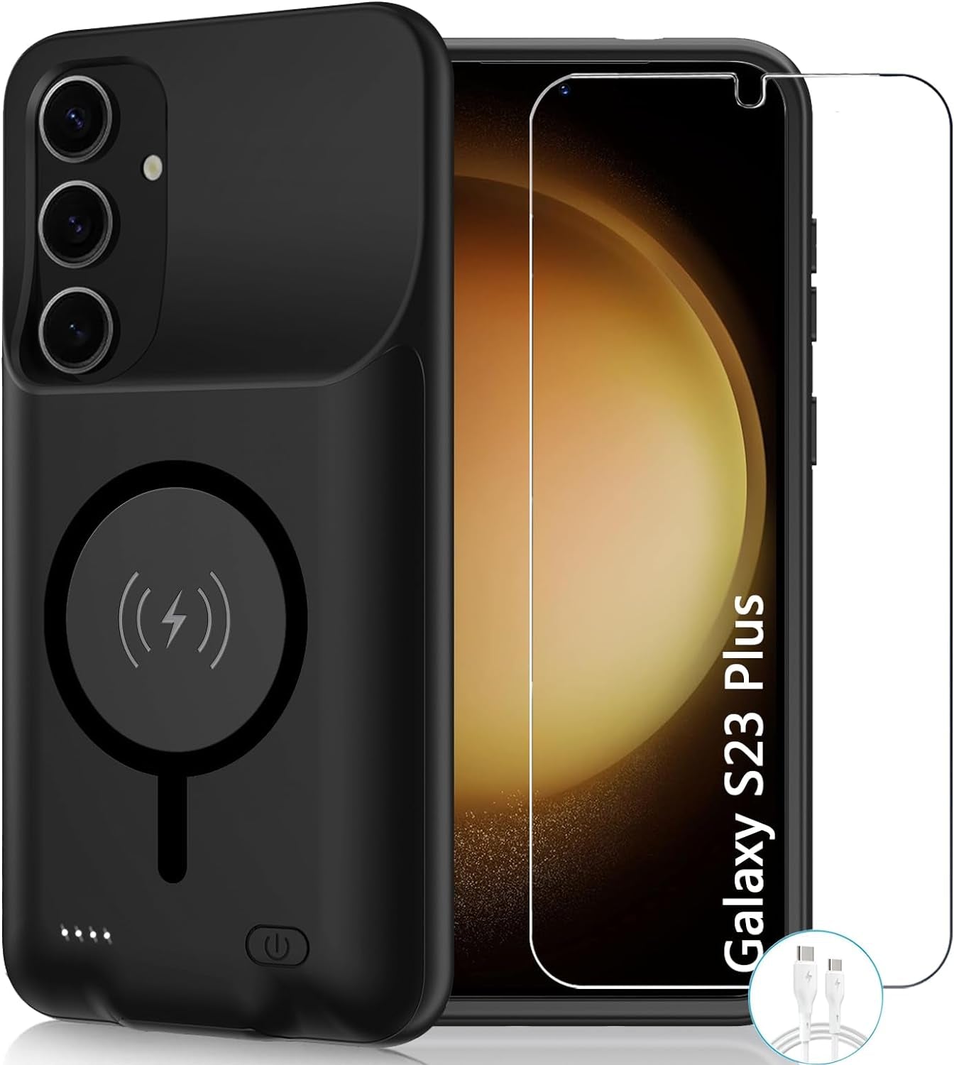 Battery Case for Galaxy S22 Ultra/S23 Ultra,[12000Mah]Large Capacity Slim Portable Protective Fast Charging Case Backup Power Bank Battery Case Compatible with Samsung Galaxy S22 Ultra/S23 Ultra-Black