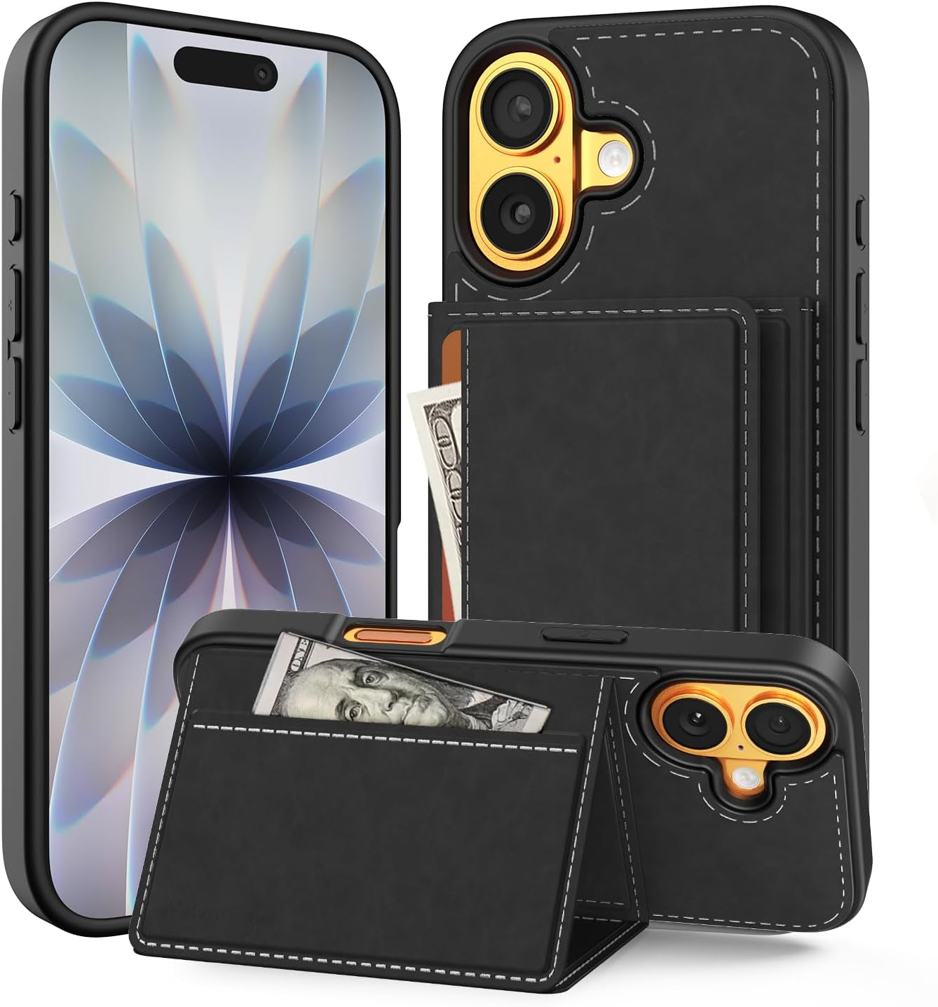 Designed for Iphone 17 Pro Max Case Wallet with Card Holder, [Magnetic Clasp Cover] [RFID Blocking Leather Protection] Shockproof Women Men Cases 6.9 Inch for Apple 17 Pro Max, Black