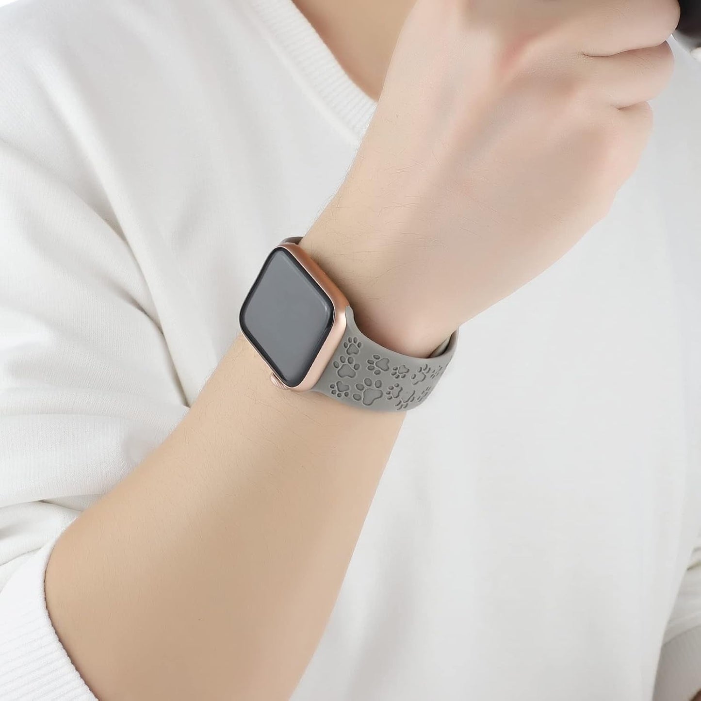 4 Pack Dog Paw Engraved Strap Compatible with Apple Watch Bands 38Mm 40Mm 41Mm 42Mm 44Mm 45Mm, Cute Animal Print Laser Soft Silicone Sport Accessories for Iwatch Series 9 8 7 6 5 4 3 2 1 SE