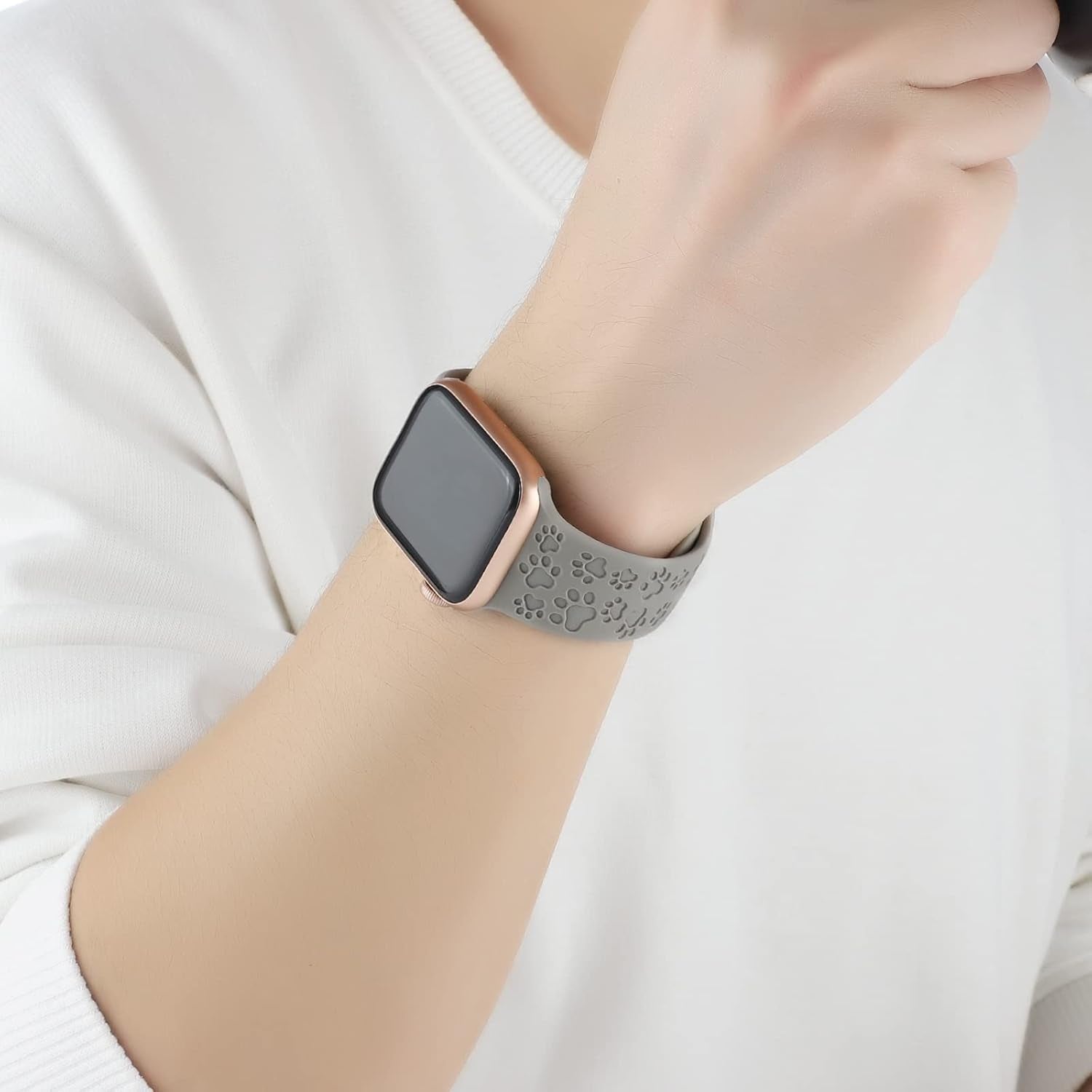 4 Pack Dog Paw Engraved Strap Compatible with Apple Watch Bands 38Mm 40Mm 41Mm 42Mm 44Mm 45Mm, Cute Animal Print Laser Soft Silicone Sport Accessories for Iwatch Series 9 8 7 6 5 4 3 2 1 SE