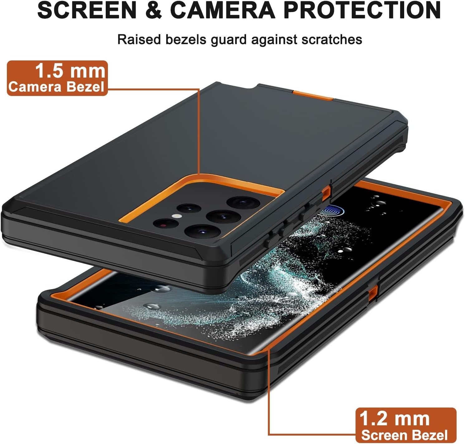 For Samsung Galaxy S22 Ultra Case with Belt Clip Holster, 2X Screen Protector, Military Grade Protection Heavy Duty Full Body Shockproof Rugged Protective Cover for Samsung S22 Ultra 5G (Orange)