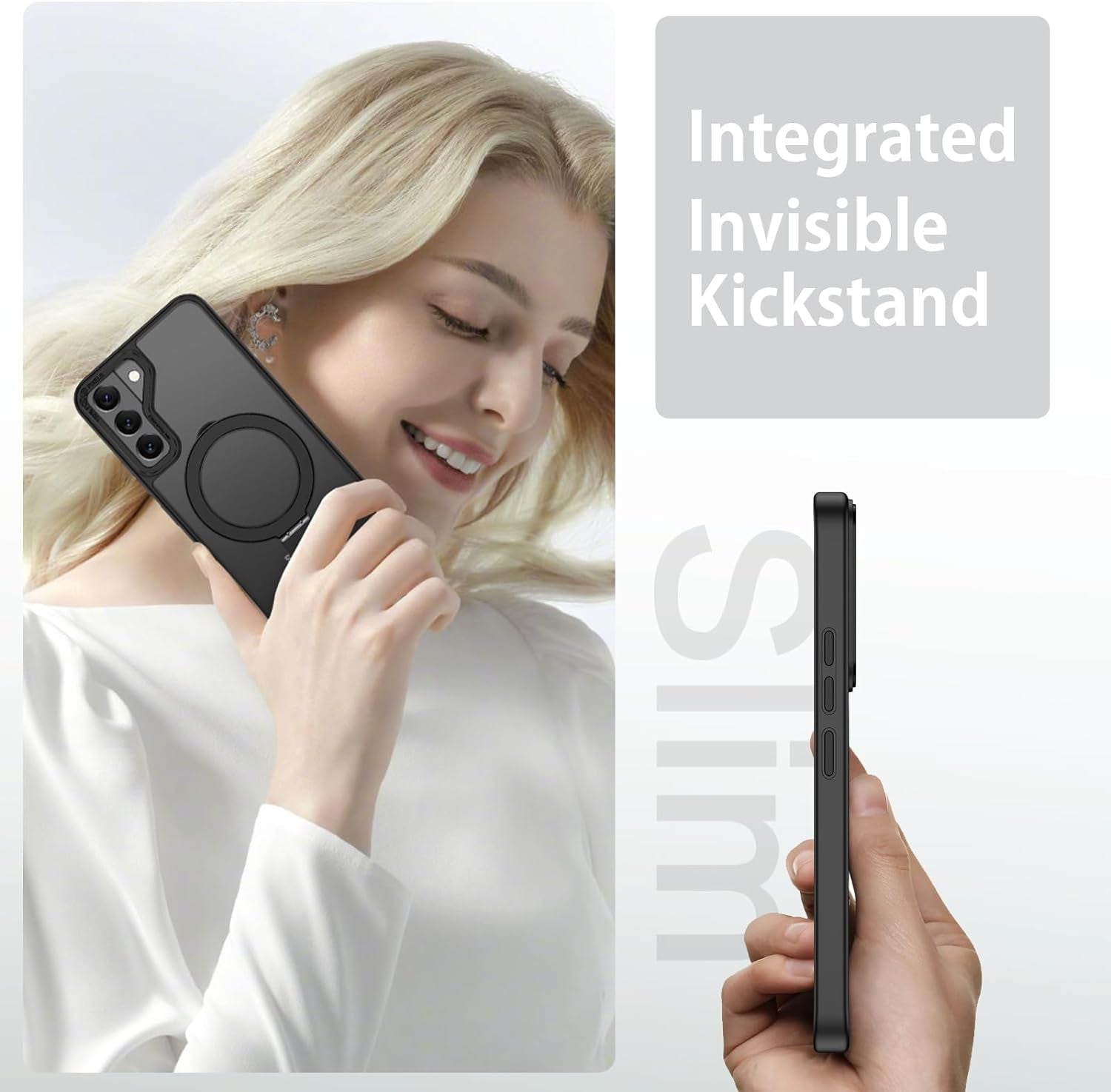 DUEDUE for Samsung Galaxy S22 Case Magnetic with Ring Stand [Compatible with Magsafe], Full Body Protective Cover Slim Shockproof Kickstand Phone Case for Galaxy S22 6.1", Black