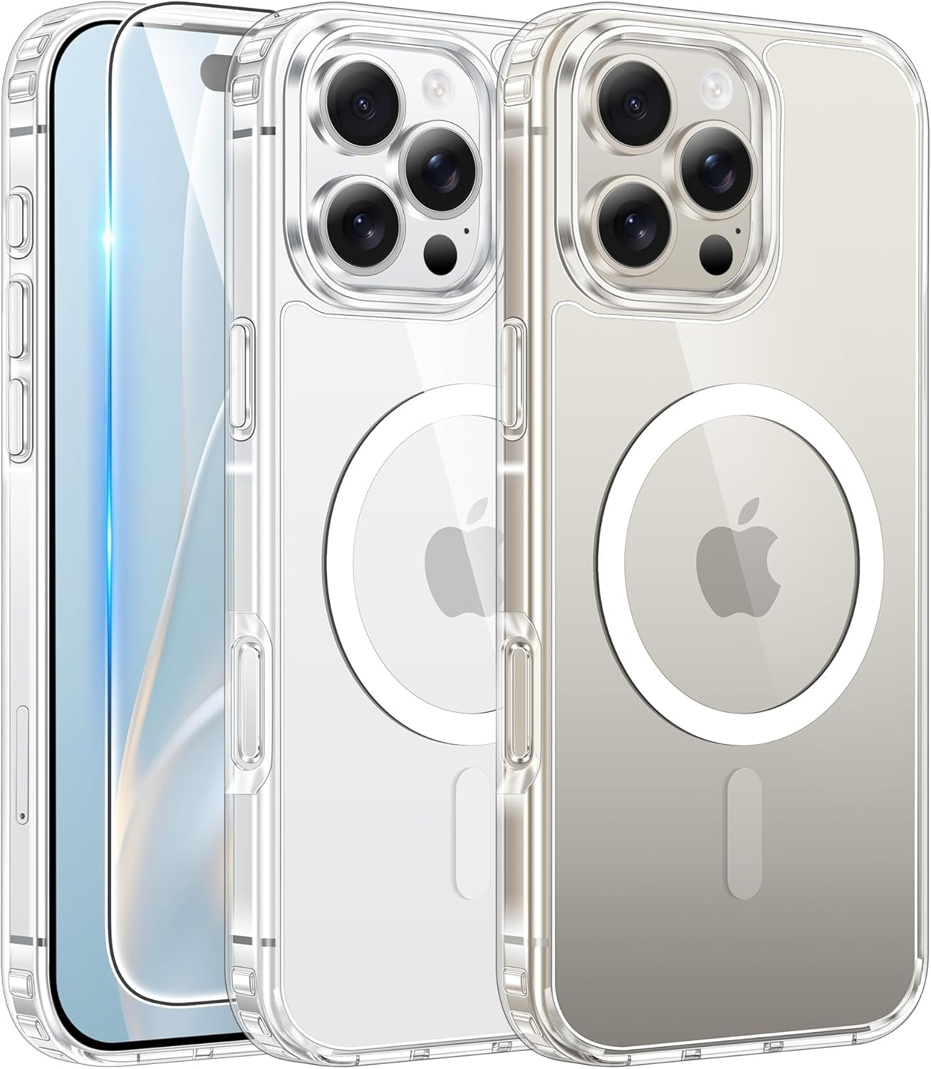 FNTCASE for Iphone 17 Pro-Max Case: Clear Magnetic Phone Cases with Screen Protector Compatible with Magsafe Slim anti Yellowing Rugged Shockproof Protective Transparent Cell Cover (A-Clear)