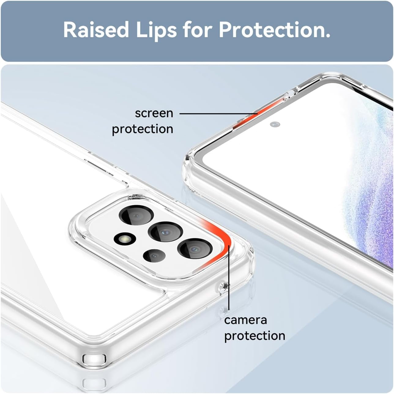 Clear Case for Galaxy A53 Case, Samsung A53 SM-A536U Case with Screen Protector, Anti-Scratch Shockproof Clear Hard PC+ TPU Bumper Protective Cover Case for Samsung Galaxy A53 5G Crystal Clear