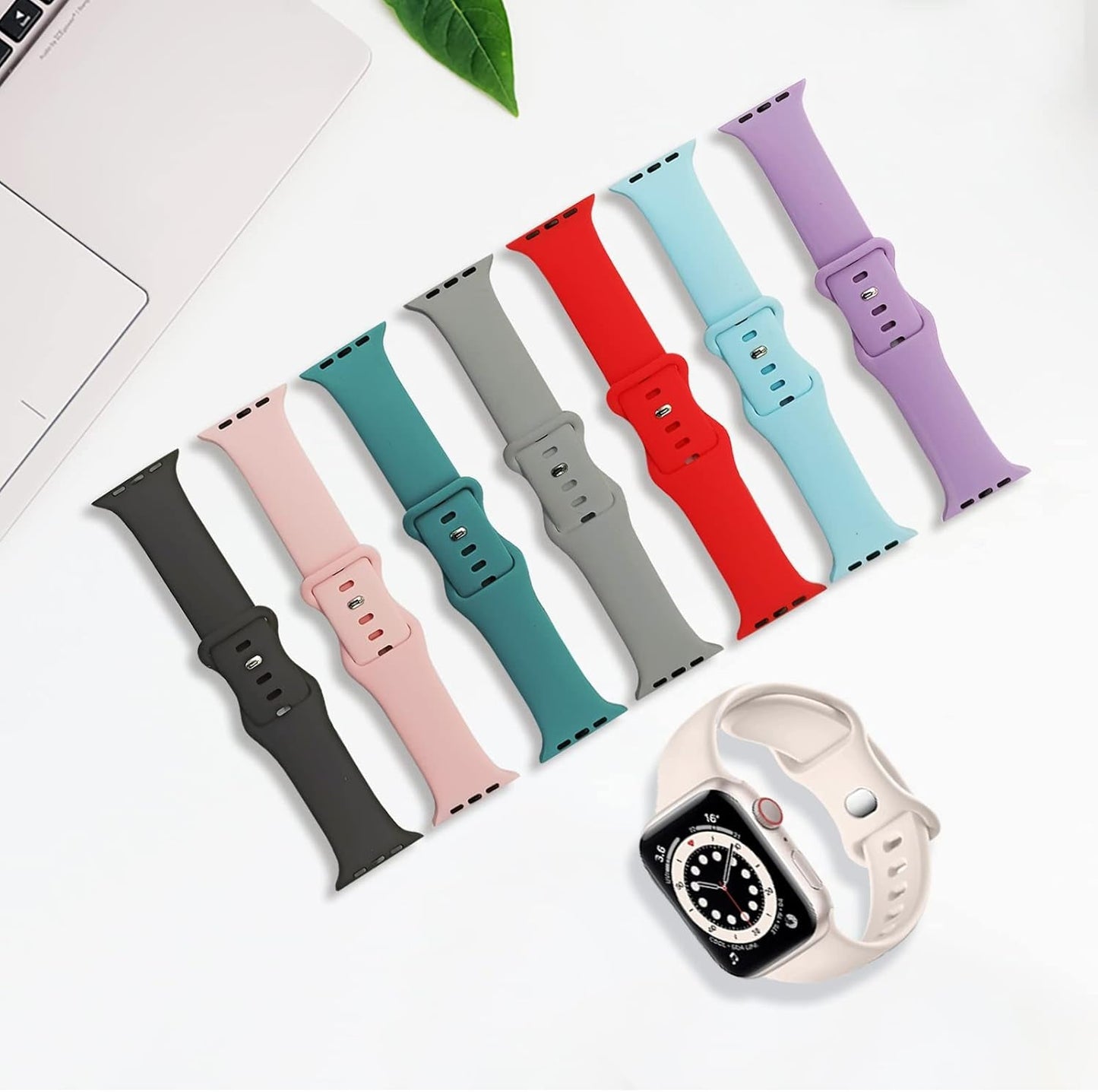Bands Compatible with Apple Watch Band 45Mm 44Mm 42Mm 49Mm 38Mm 40Mm 41Mm for Women Men, Soft Silicone Sport Replacement Strap Wristband for Iwatch Series 8 SE 7 6 5 4 3 2 1, 8 Pack