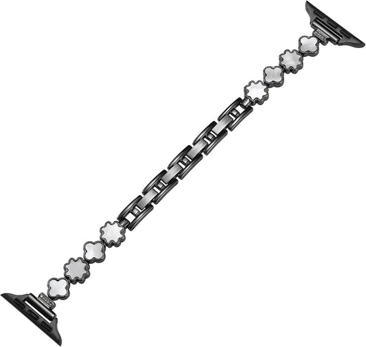 Bling Crystal Metal Band Compatible with Apple Watch Bands 38Mm 40Mm 41Mm 42Mm 44Mm 45Mm 49Mm, Women Jewelry Strap Dressy Shell Bracelet for Iwatch Series 9 8 7 6 5 4 3 2 1 SE Ultra