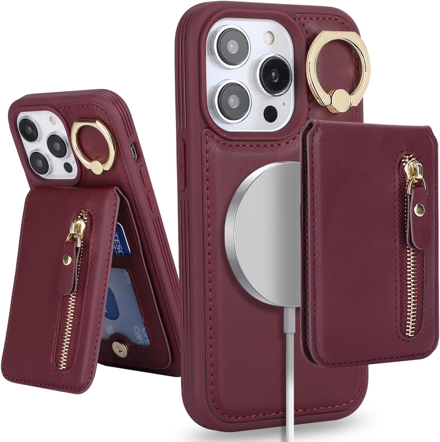 DEYHU Iphone 15 Pro Case with Card Holder, Iphone 15 Pro Phone Case Wallet for Women Magsafe Compatible Wallet Detachable 2-In-1 for Men-Dark Blue  DEYHU   