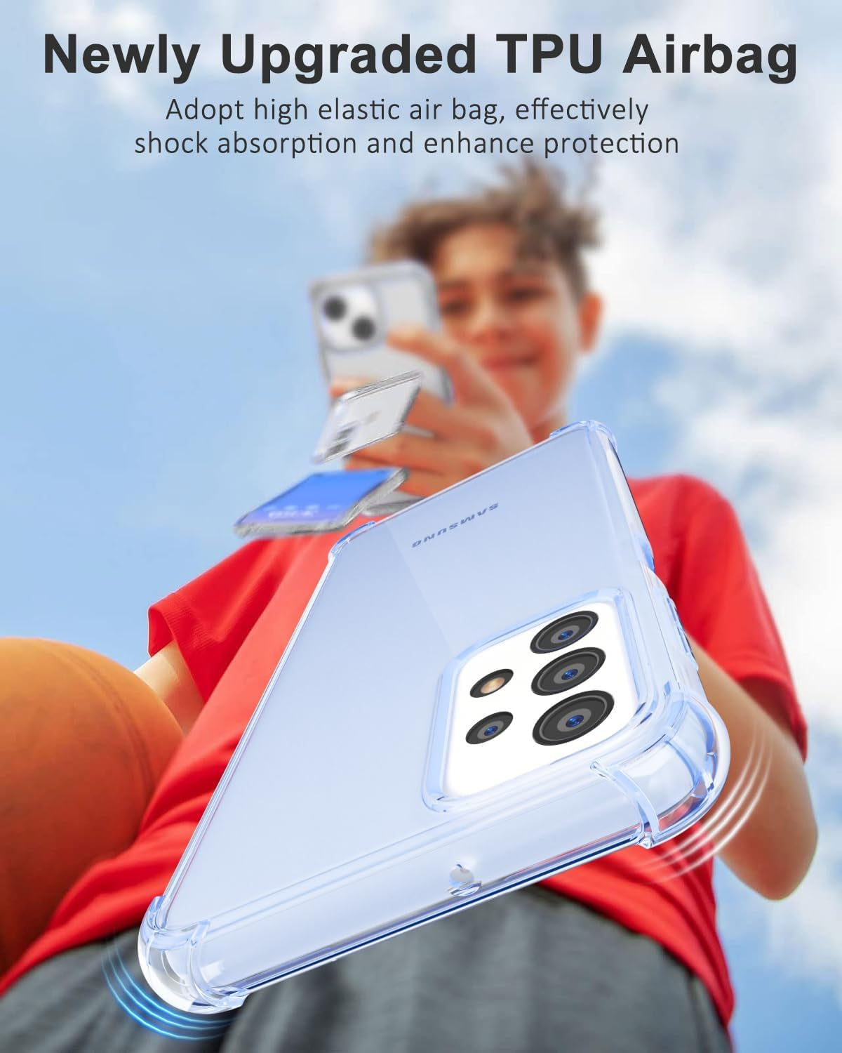 For Samsuang Galaxy A53 5G Case Clear, Transparent Jelly Protective Silicone Phone Case Design for Women Girly Cute Simple, Thin Slim Fit Soft Flexible TPU Shockproof Bumper, Clear Blue