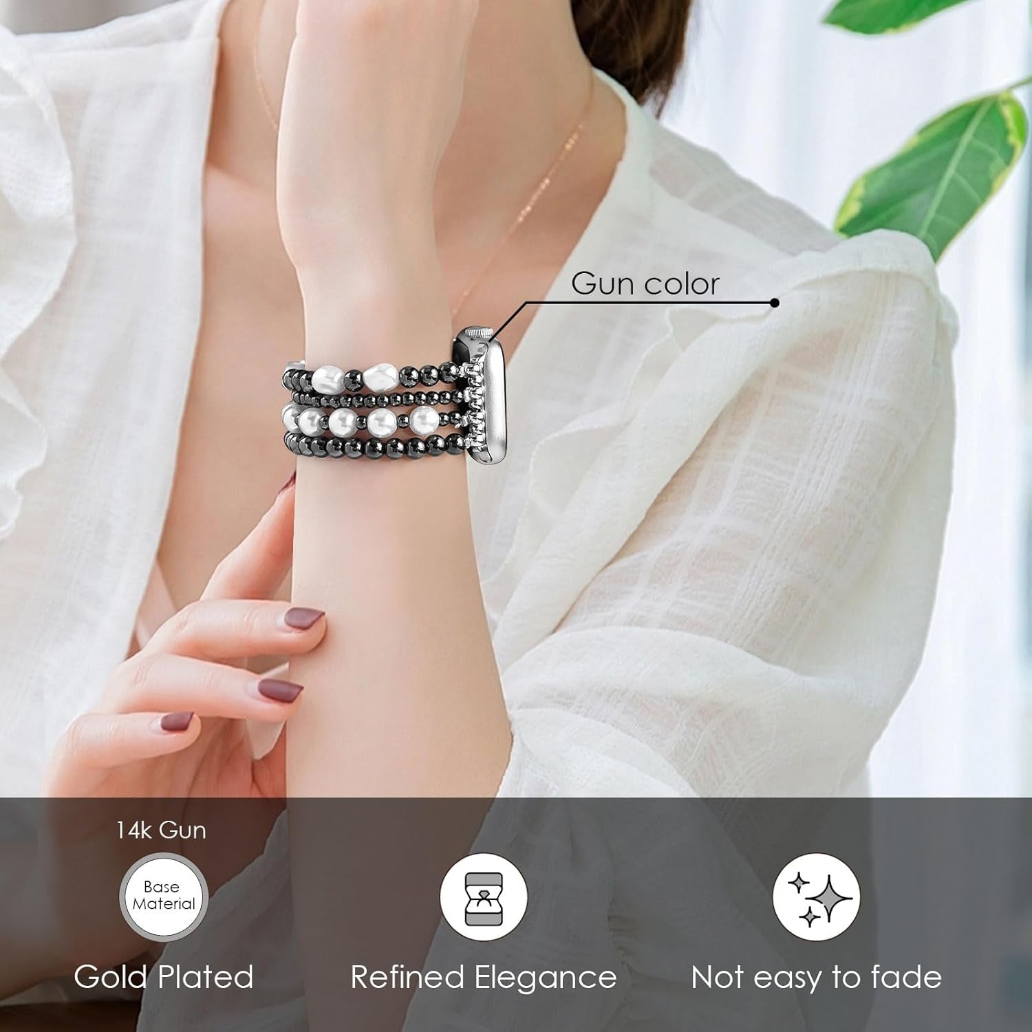 AIRSPO Gold Beaded Bracelets Compatible for Apple Watch Band 38Mm 40Mm 41Mm 42Mm 44Mm 45Mm Women, Fashion Handmade Dressy Iphone Watch Bands Elastic Strap for Iwatch Series SE 8 7 6 5 4 3 2 1