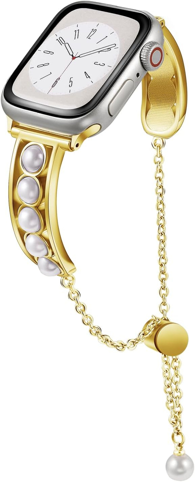 Elegant Pearl Chain Compatible with Apple Watch Band 49Mm 45Mm 44Mm 42Mm 41Mm 40Mm 38Mm, Luxury Stainless Steel Strap for Iwatch Ultra 2 1 Series 9 8 7 SE 6 5 4 3 2 1