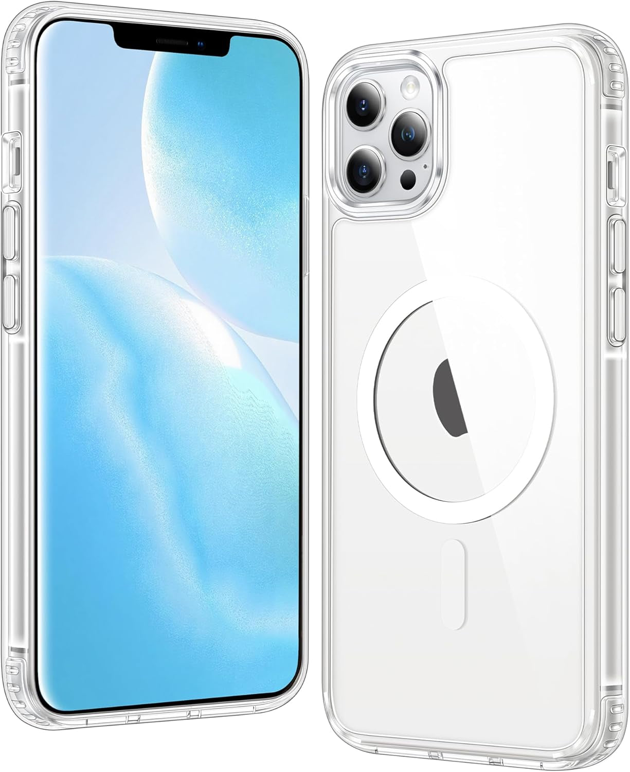 FNTCASE for Iphone 17 Pro-Max Case: Clear Magnetic Phone Cases with Screen Protector Compatible with Magsafe Slim anti Yellowing Rugged Shockproof Protective Transparent Cell Cover (A-Clear)