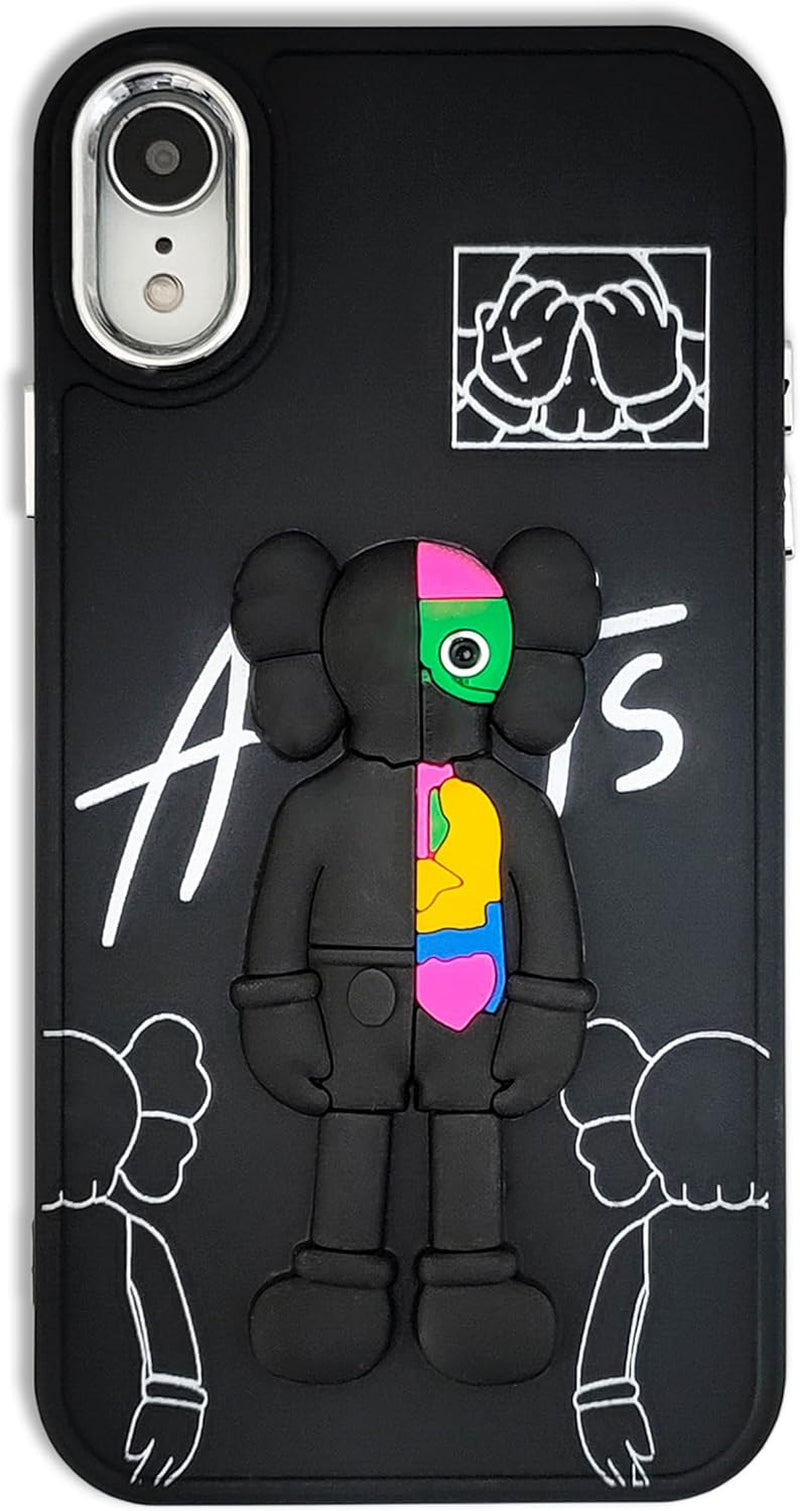 DOWINTIGER Compatible with Iphone 15 Pro Max Case Street Fashion Designer for Boys Men Kids Teen, Cool Anime 3D Cartoon Shockproof TPU Protection Cover Black  DOWINTIGER Black Iphone Xr 