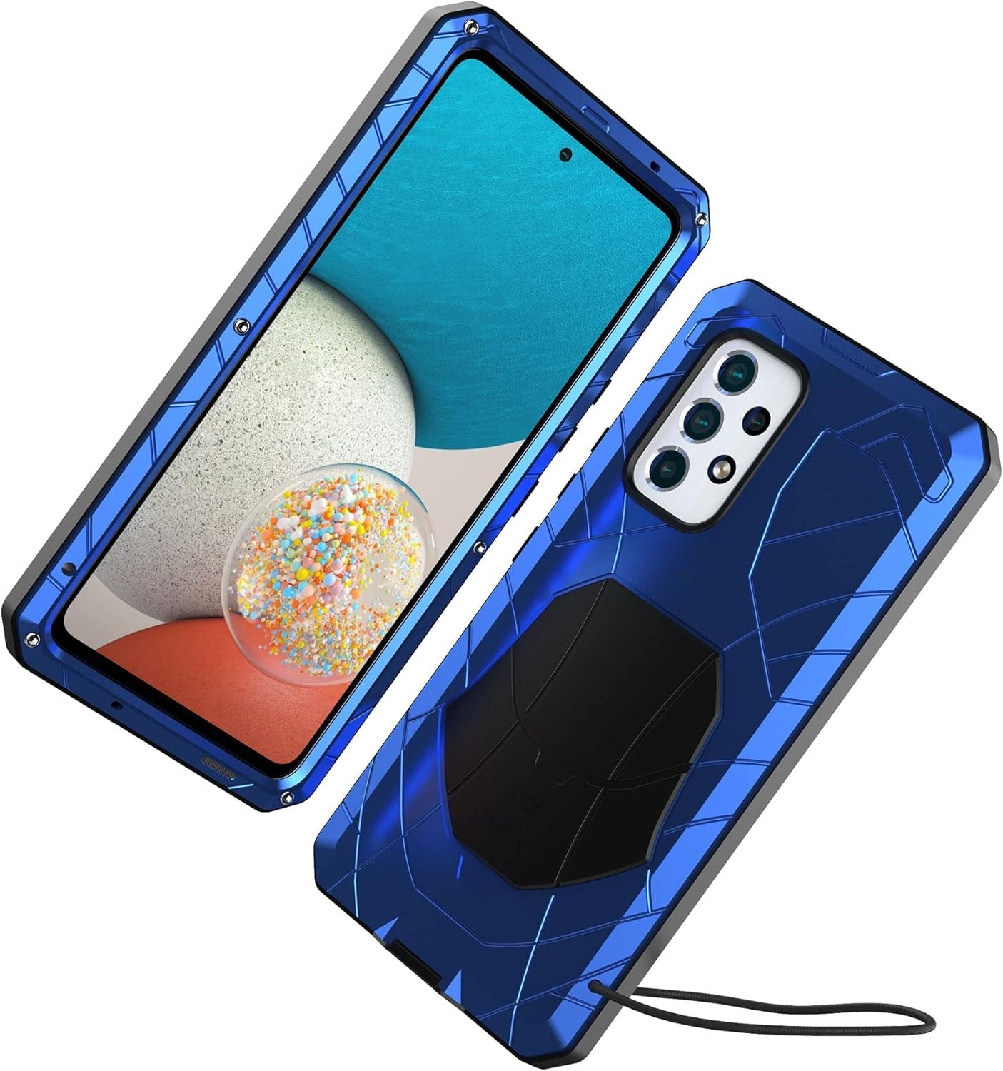 For Galaxy A53 5G Metal Case,A53 5G Heavy Duty Protective Case,Hard Cover Armor Silicone Rugged Bumper Shockproof Defender Rubber for Samsung Galaxy A53 5G 2022 (Blue)