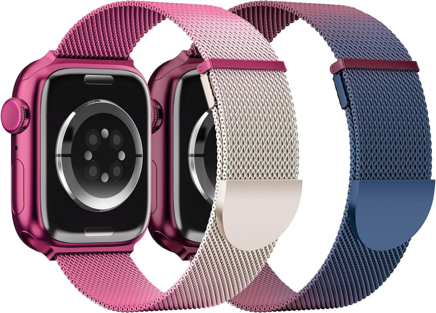 2 Pack Metal Magnetic Band Compatible with Apple Watch Bands 38Mm 40Mm 41Mm 42Mm 44Mm 45Mm 49Mm Women Men,Milanese Loop Stainless Steel Mesh Adjustable Strap for Iwatch Series 9 8 7 6 5 4 3 2 SE Ultra