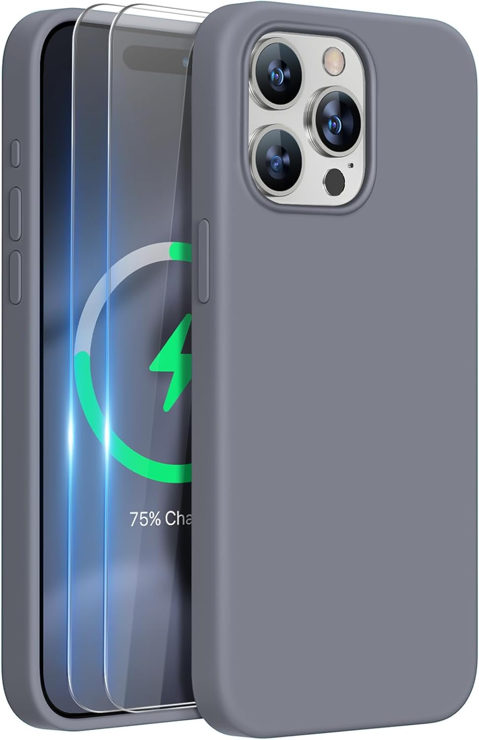 Miracase Designed for Iphone 15 Pro Max Case,[Compatible with Magsafe], [With 2 Pack Screen Protectors],Shockproof Liquid Silicone Case with Microfiber Lining,6.7 Inch(Mediterranean Blue)  Miracase   