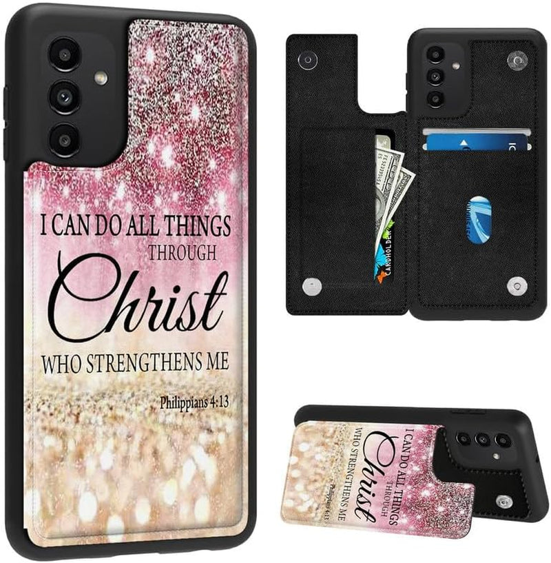 Case for Samsung Galaxy A14 5G Wallet Phone Case with Card Holder,Pu Leather Kickstand Card Slot Cover for Women Men (Dual Magnetic Clasp+Rfid Blocking)-Bald Eagle with Flag