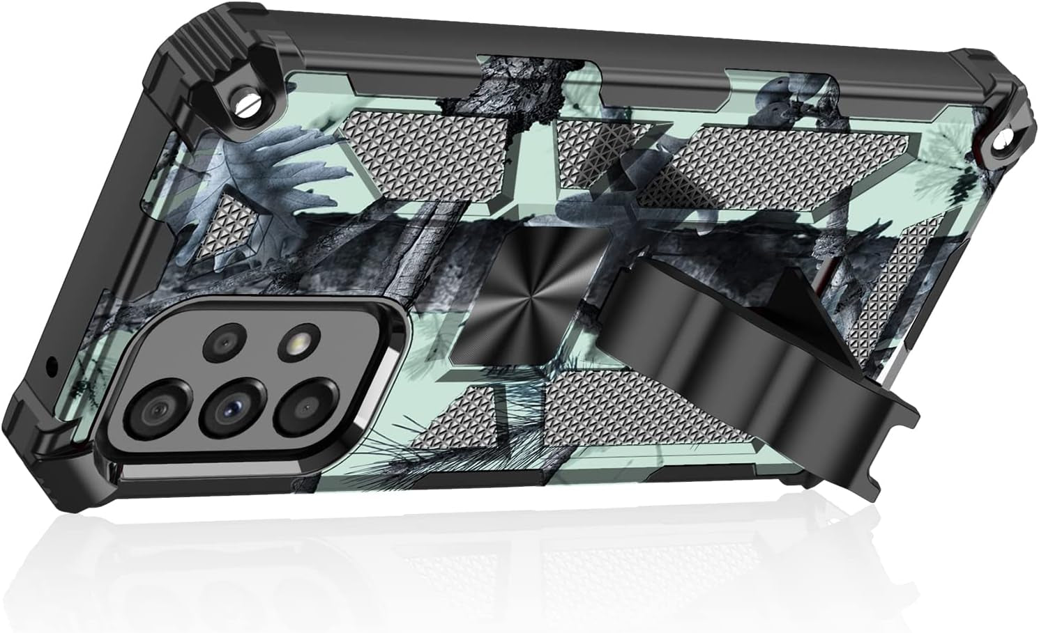 Ccsmall Camouflage Case for Samsung Galaxy A53 5G, Heavy Duty Shockproof Protection Military Grade [Built-In Magnetic Kickstand] Army Camo Phone Cover Case for Samsung Galaxy A53 5G MC Mint Green