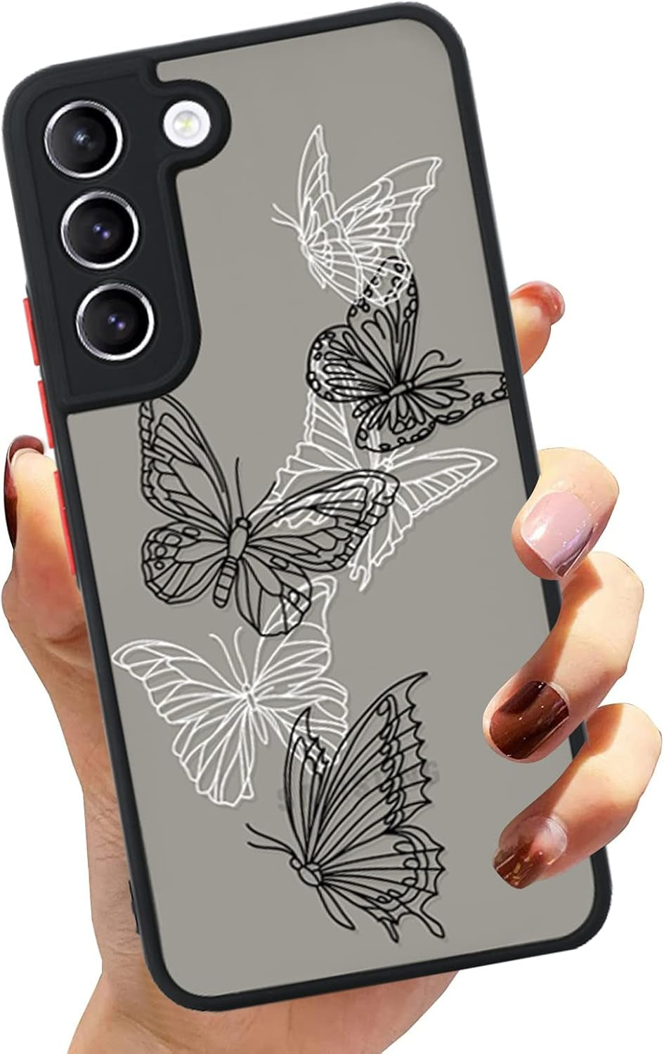 Compatible Samsung Galaxy A53 5G Black White Butterfly Case, Translucent Matte Soft TPU Bumper Case Cute Black and White Butterfly Print Pattern Back Transparent Protective Case 6.5 Inch