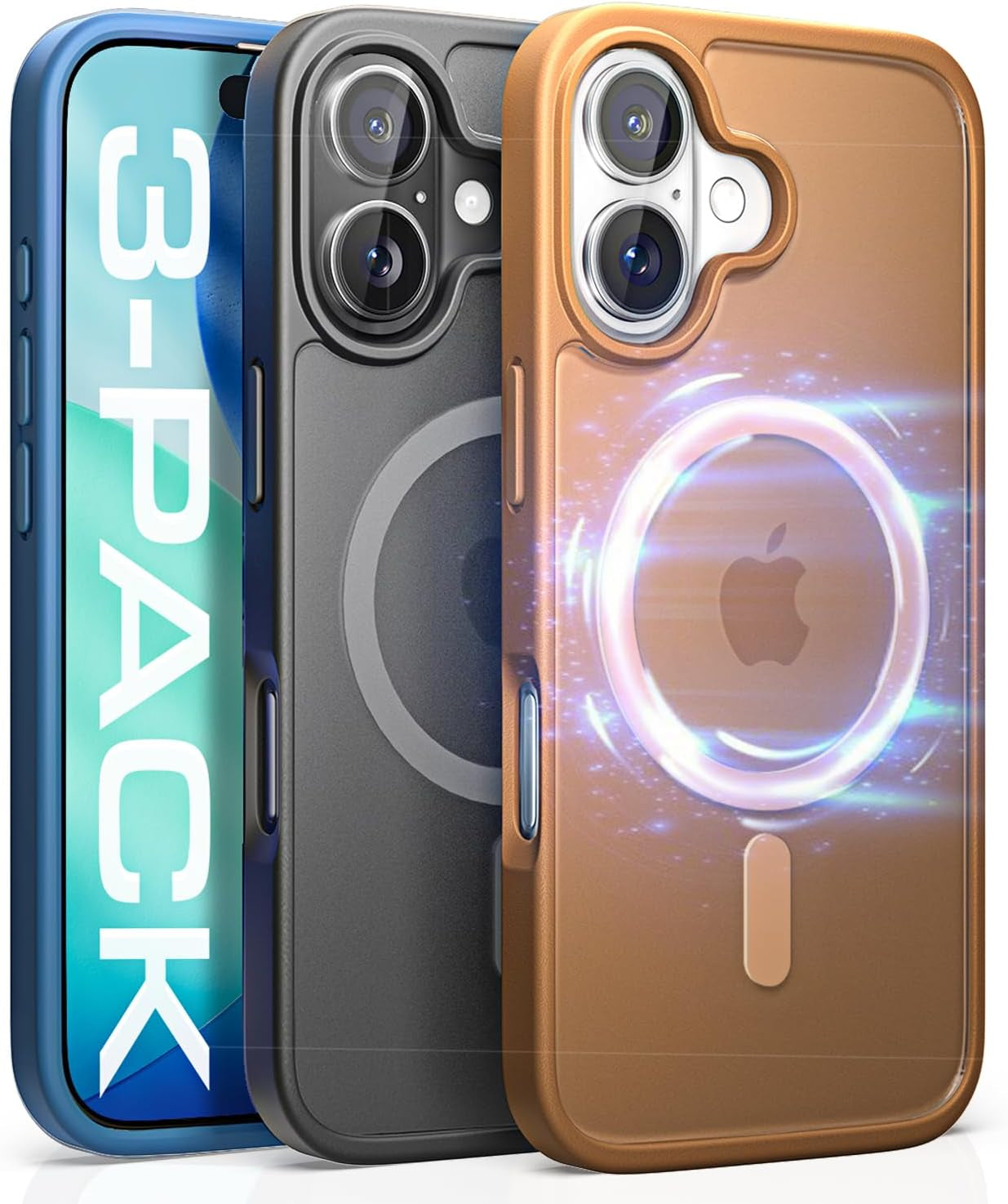 LISEN 3 in 1 Shockproof for Iphone 17 Pro Max Case [2025 Upgrade] (Compatible with Magsafe & Shockproof Military-Grade Protection) Magnetic Phone Cover Funda Para Iphone 17 Pro Max, 3-Color Set